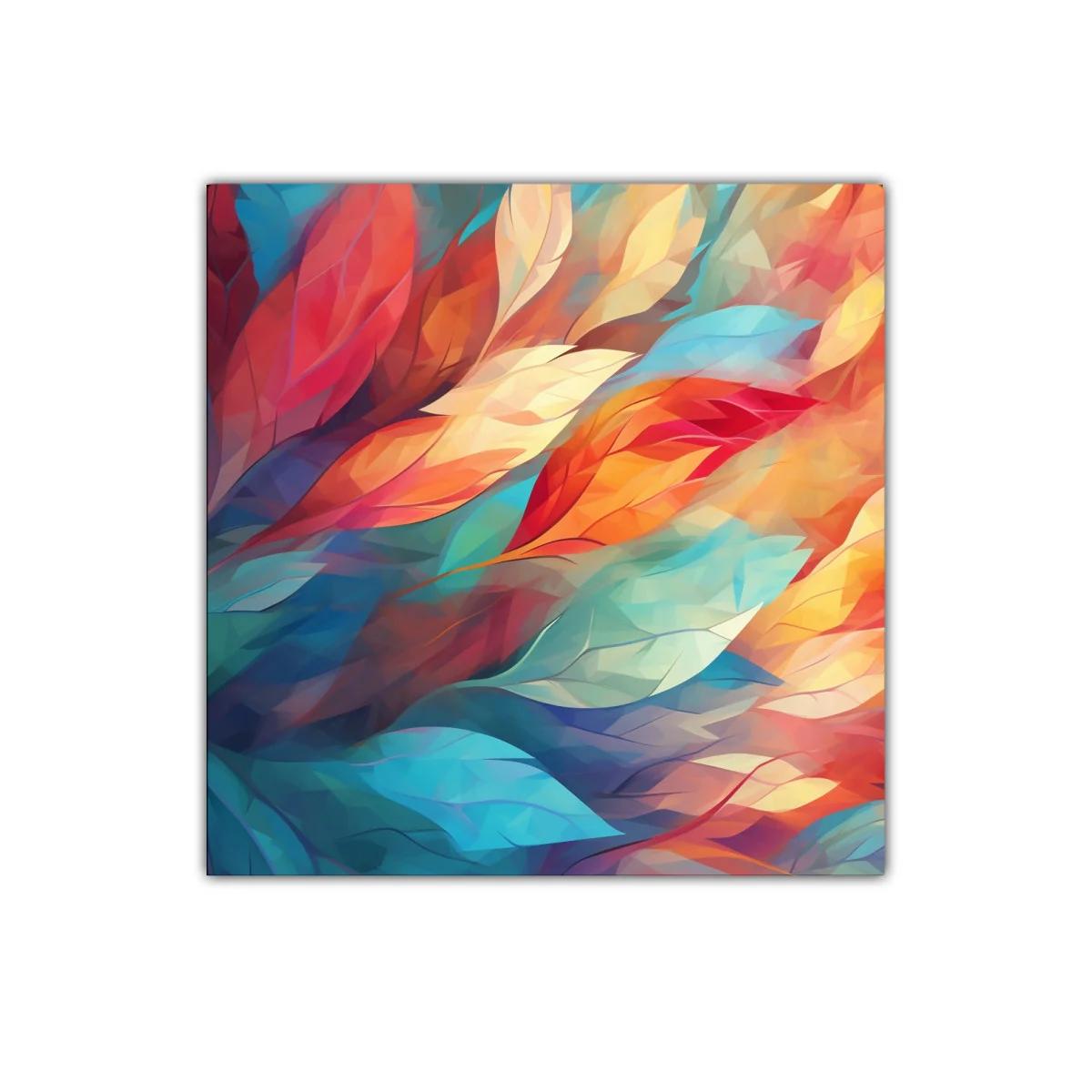 Cuadro decorativo con hojas en tonos cálidos y fríos — imagen principal