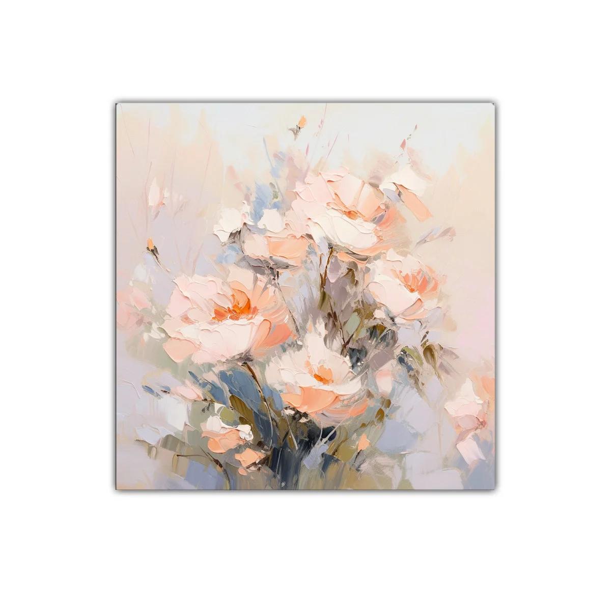 Cuadro decorativo con flores suaves en tonos pastel