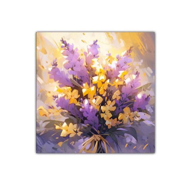 Ramo vibrante de flores moradas y amarillas