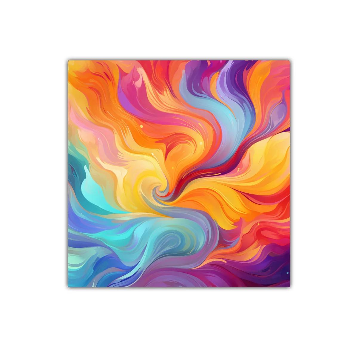 Cuadro abstracto con explosión de colores vibrantes y dinámicos