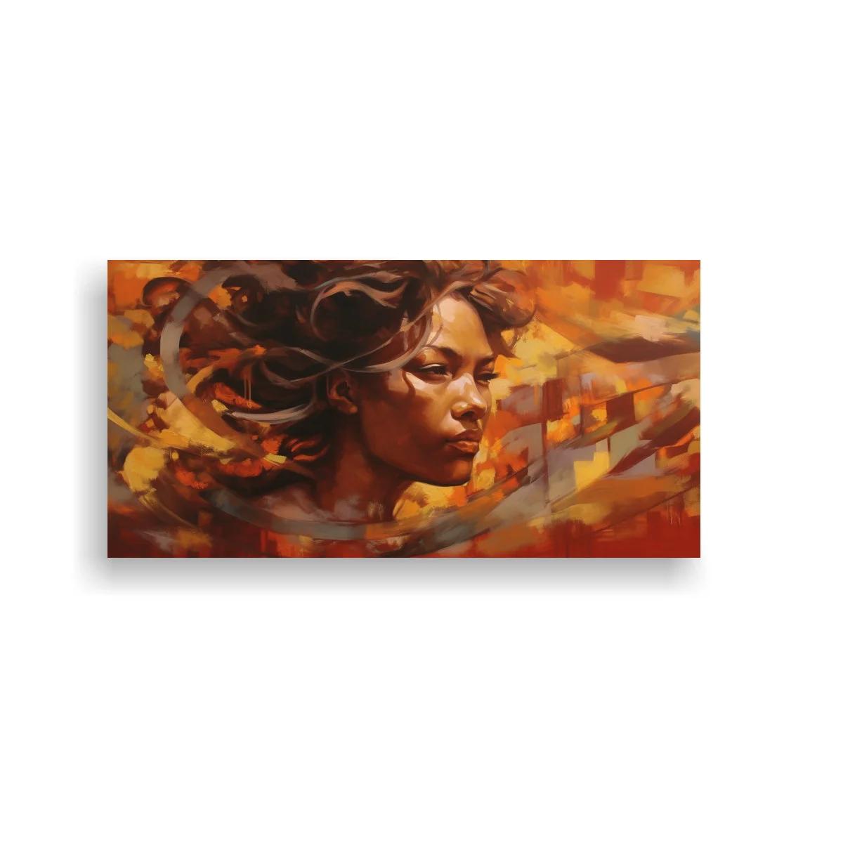 Cuadro rostro de mujer de perfil con cabello al viento — imagen principal