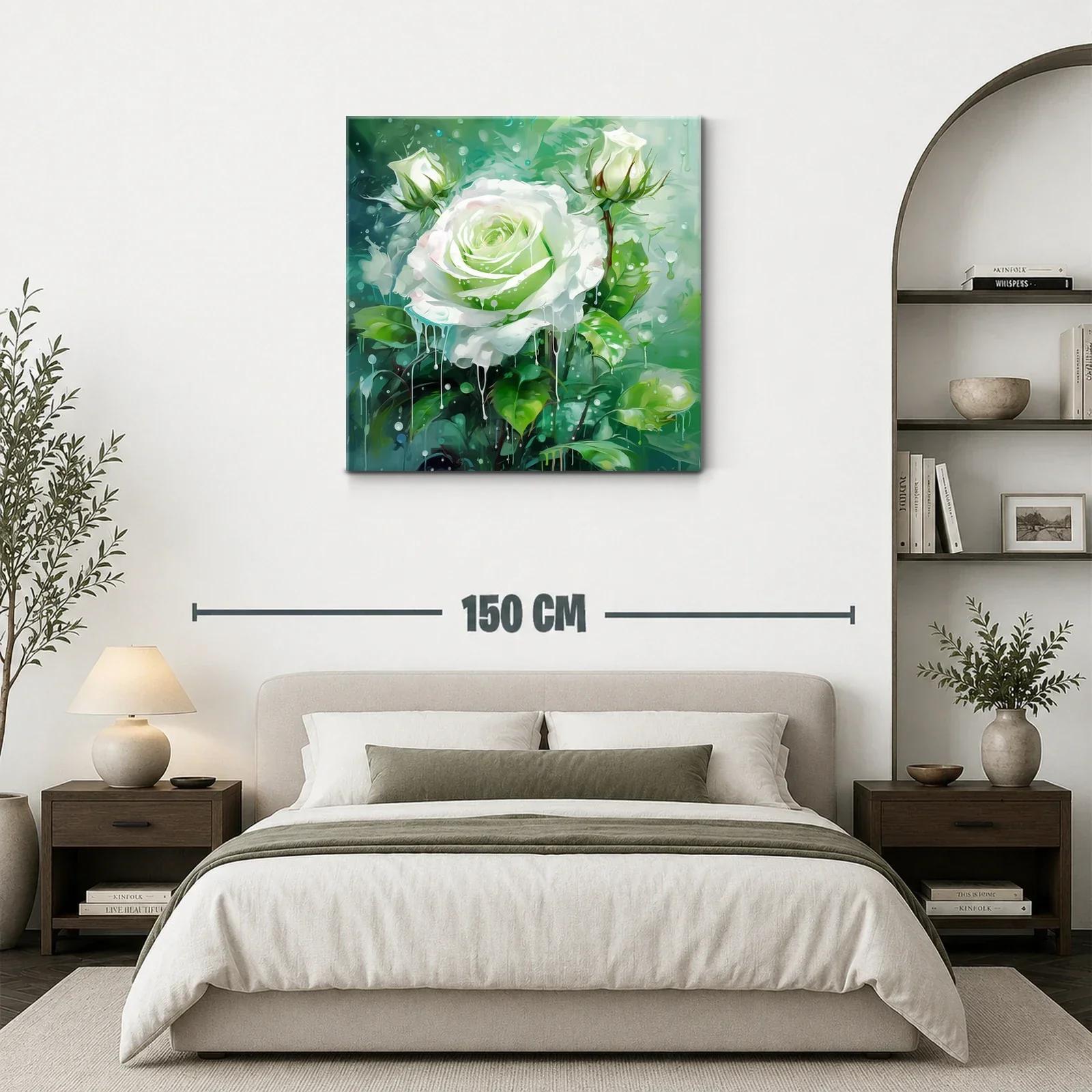 Rosa blanca sobre fondo verde con efecto acuarela — miniatura 3
