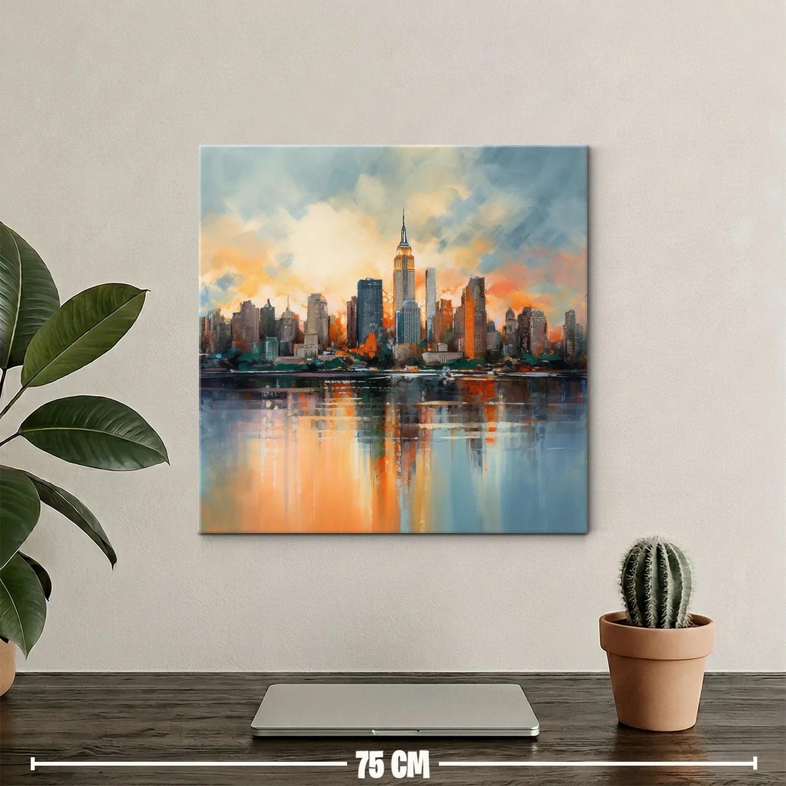 Atardecer vibrante en skyline urbano con reflejos en agua — miniatura 2