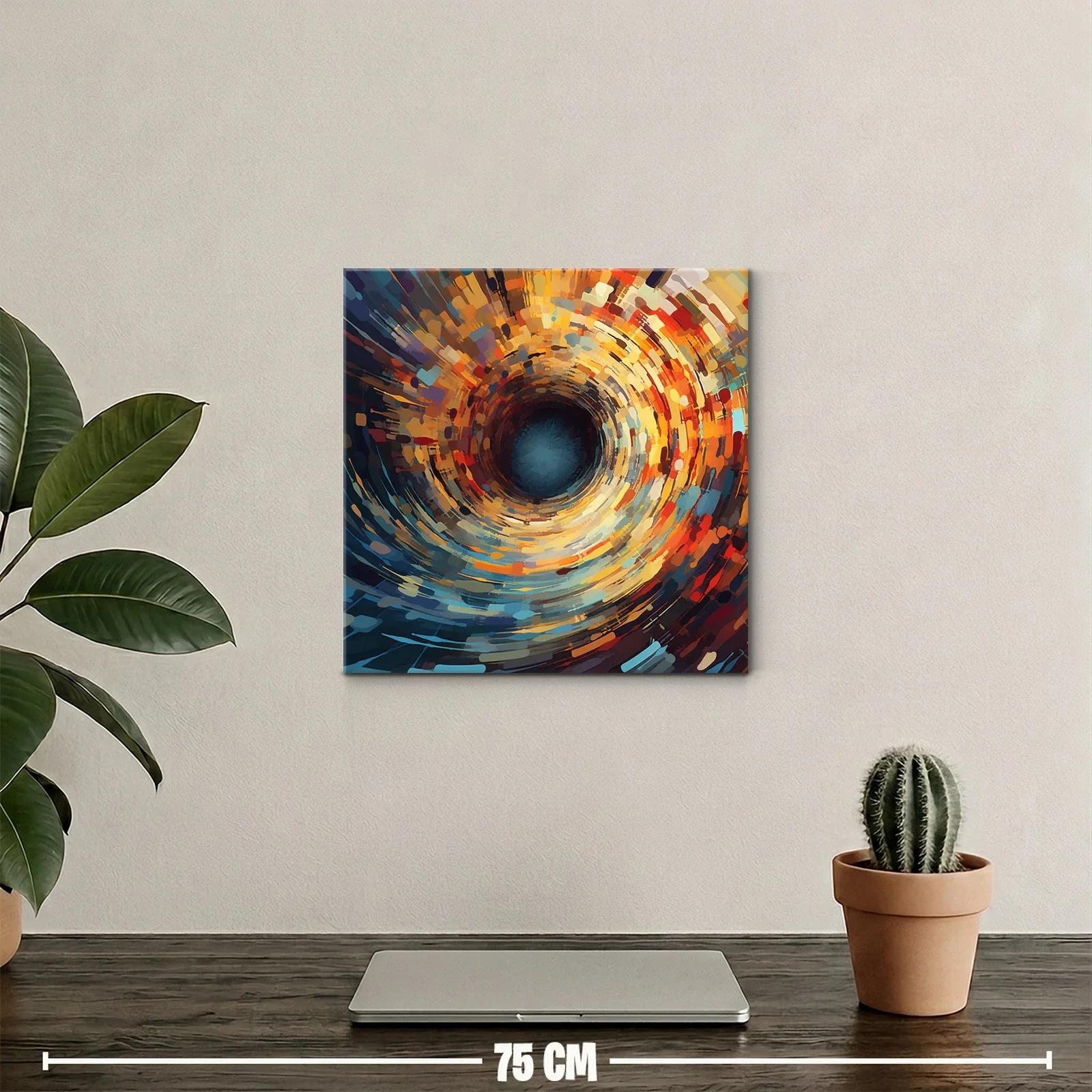 Cuadro abstracto de remolino en tonos cálidos y fríos — miniatura 2
