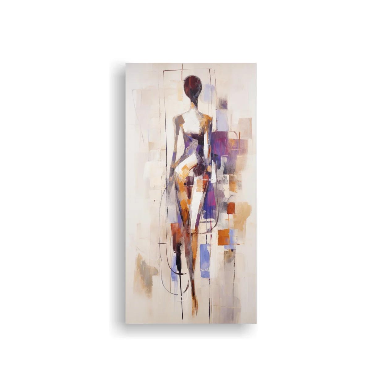 Cuadro figura femenina abstracta con bloques geométricos
