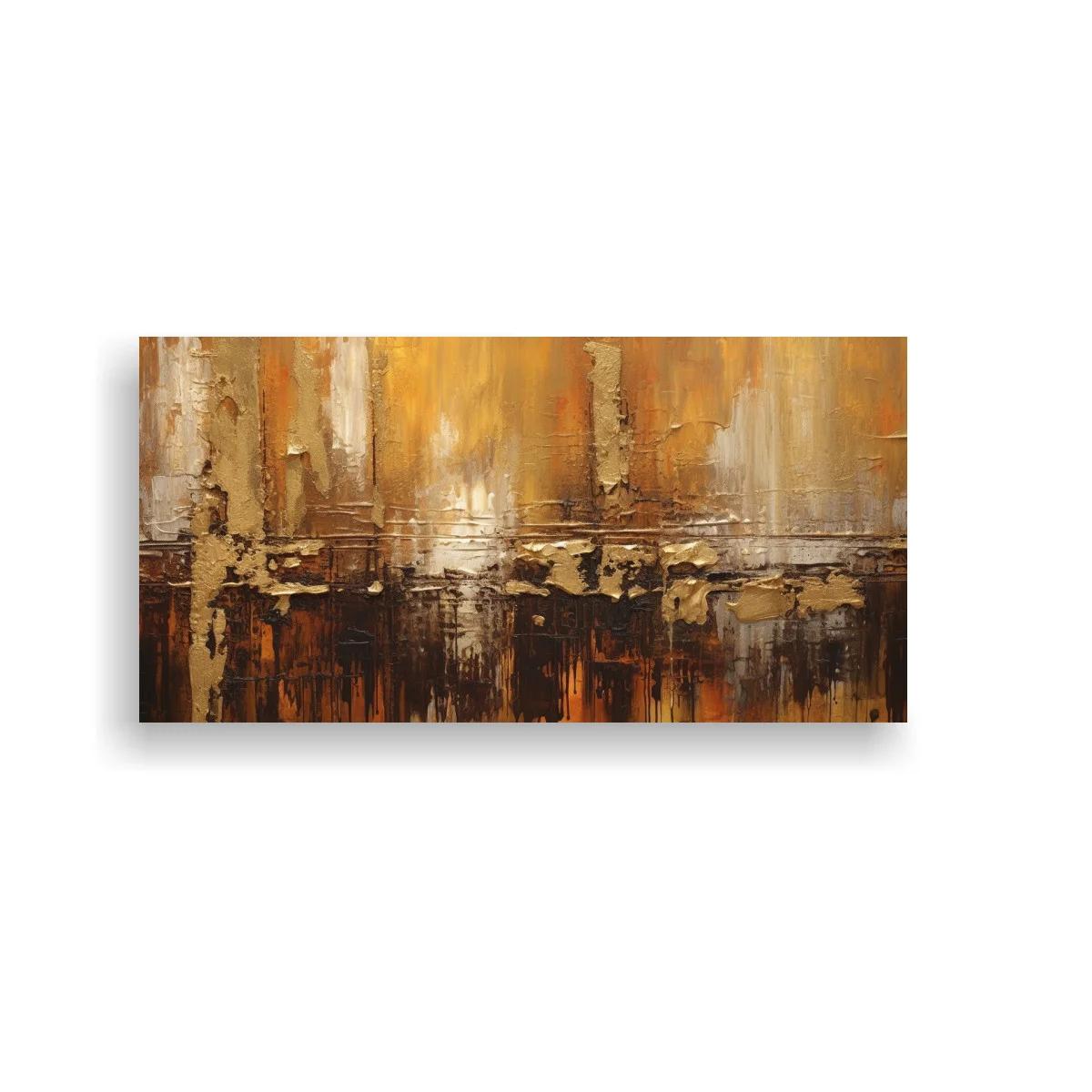 Cuadro skyline abstracto dorado con textura pictórica