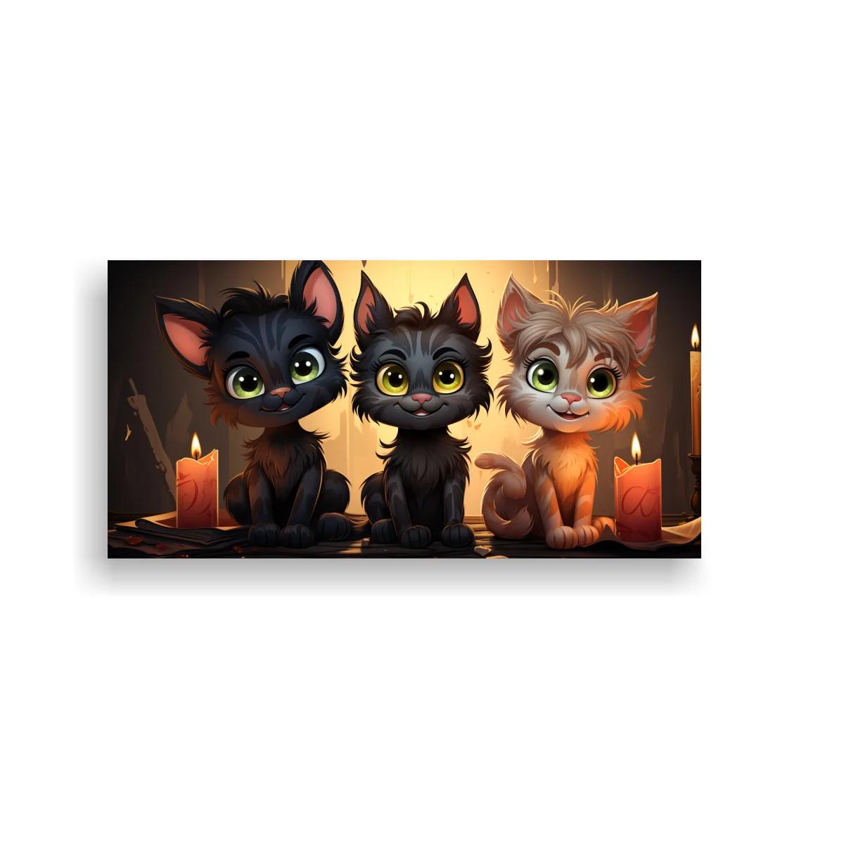 Cuadro tres gatitos con velas y cera derretida