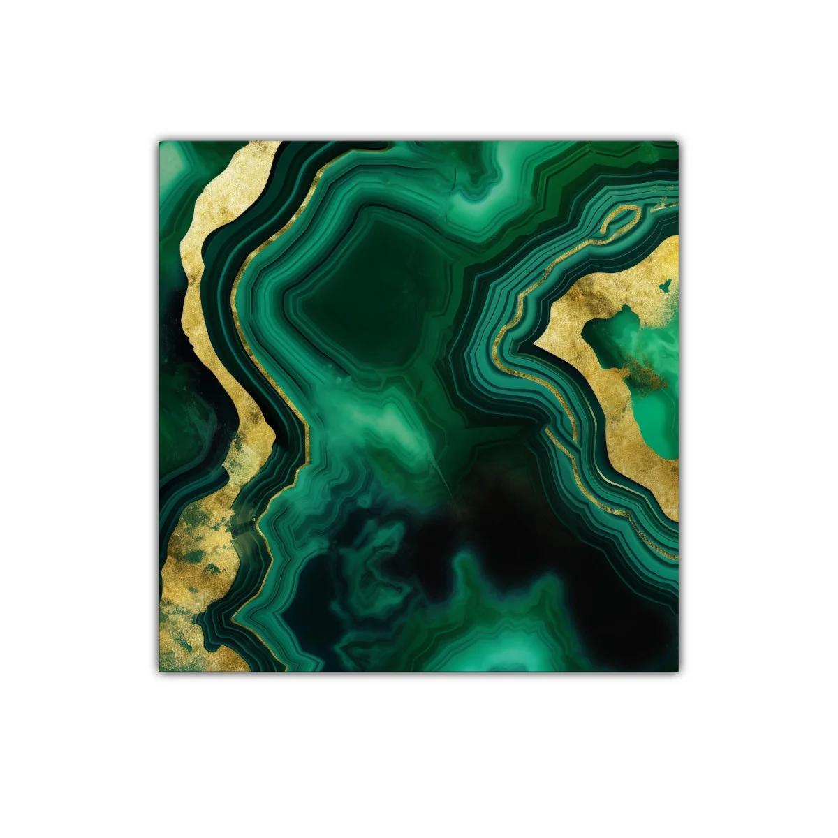 Arte Abstracto en Verde Esmeralda con Destellos Dorados — imagen principal