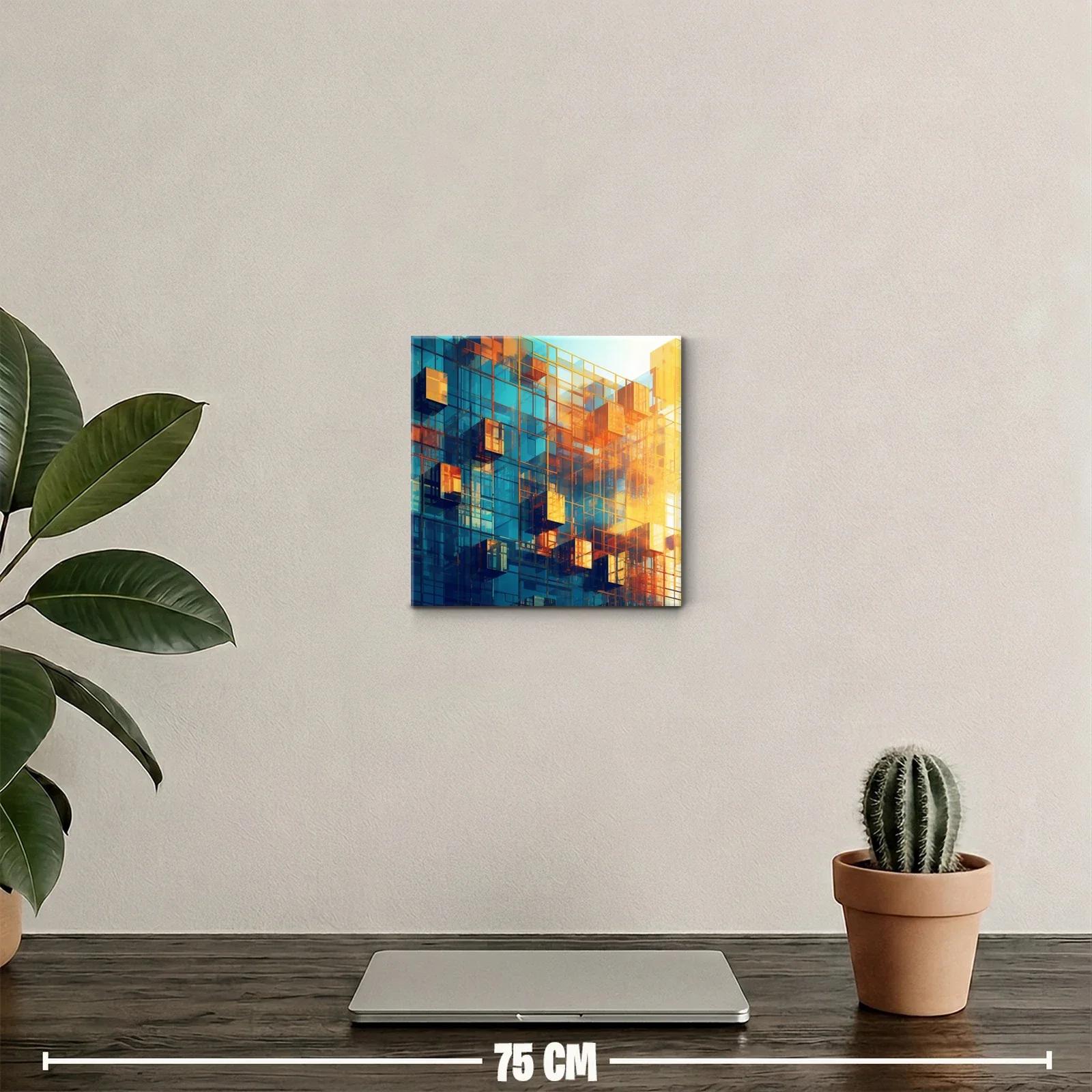 Composición arquitectónica en azul y naranja vibrante — miniatura 2