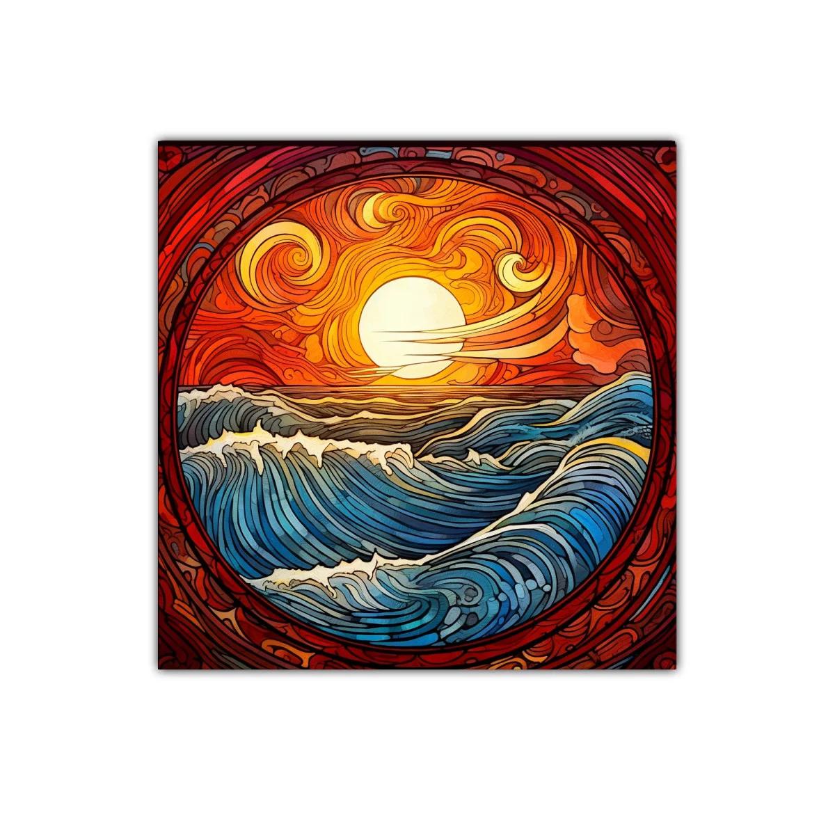 Paisaje vibrante de mar y sol en tonos cálidos y azules — imagen principal