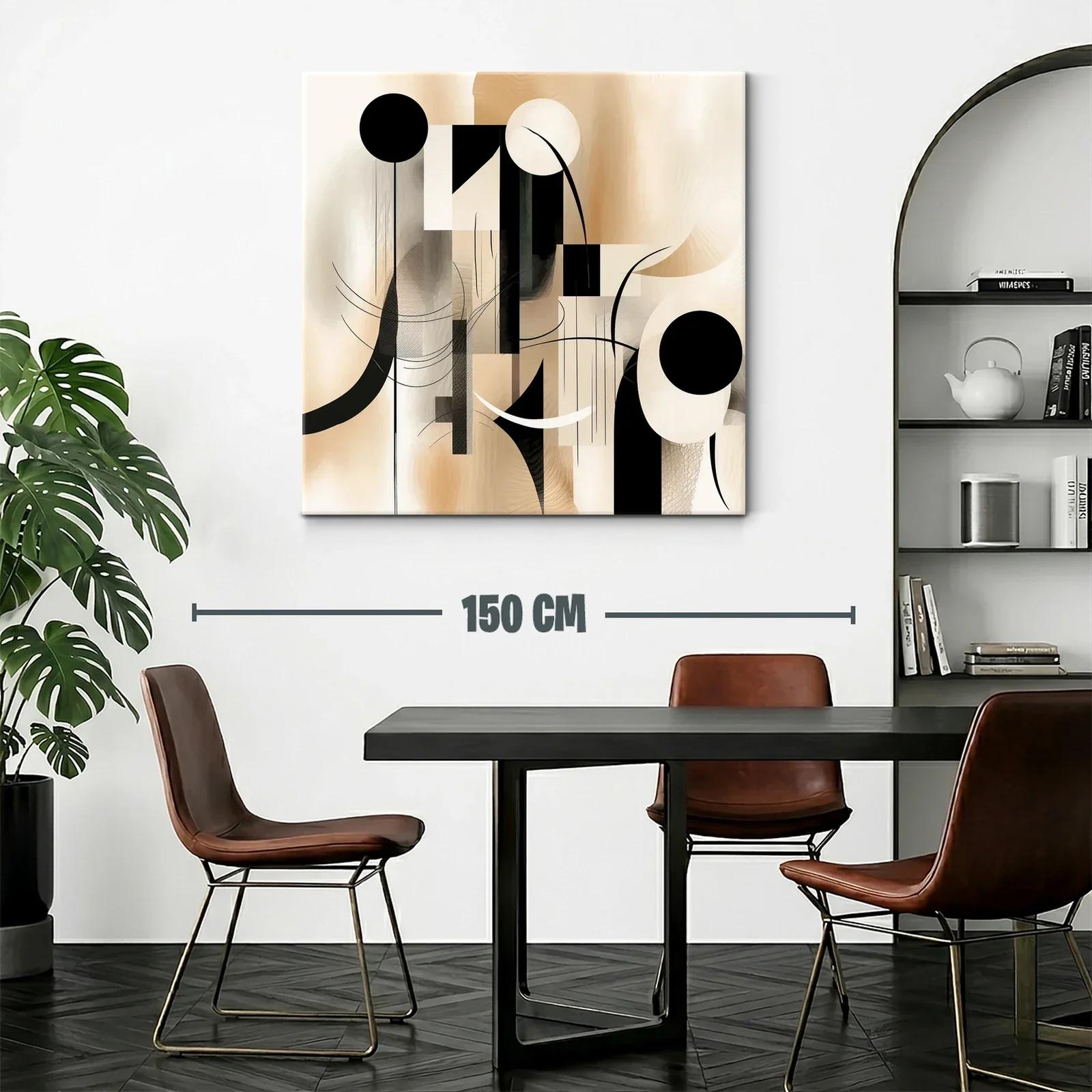 Composición abstracta en tonos beige y negro elegante — miniatura 2