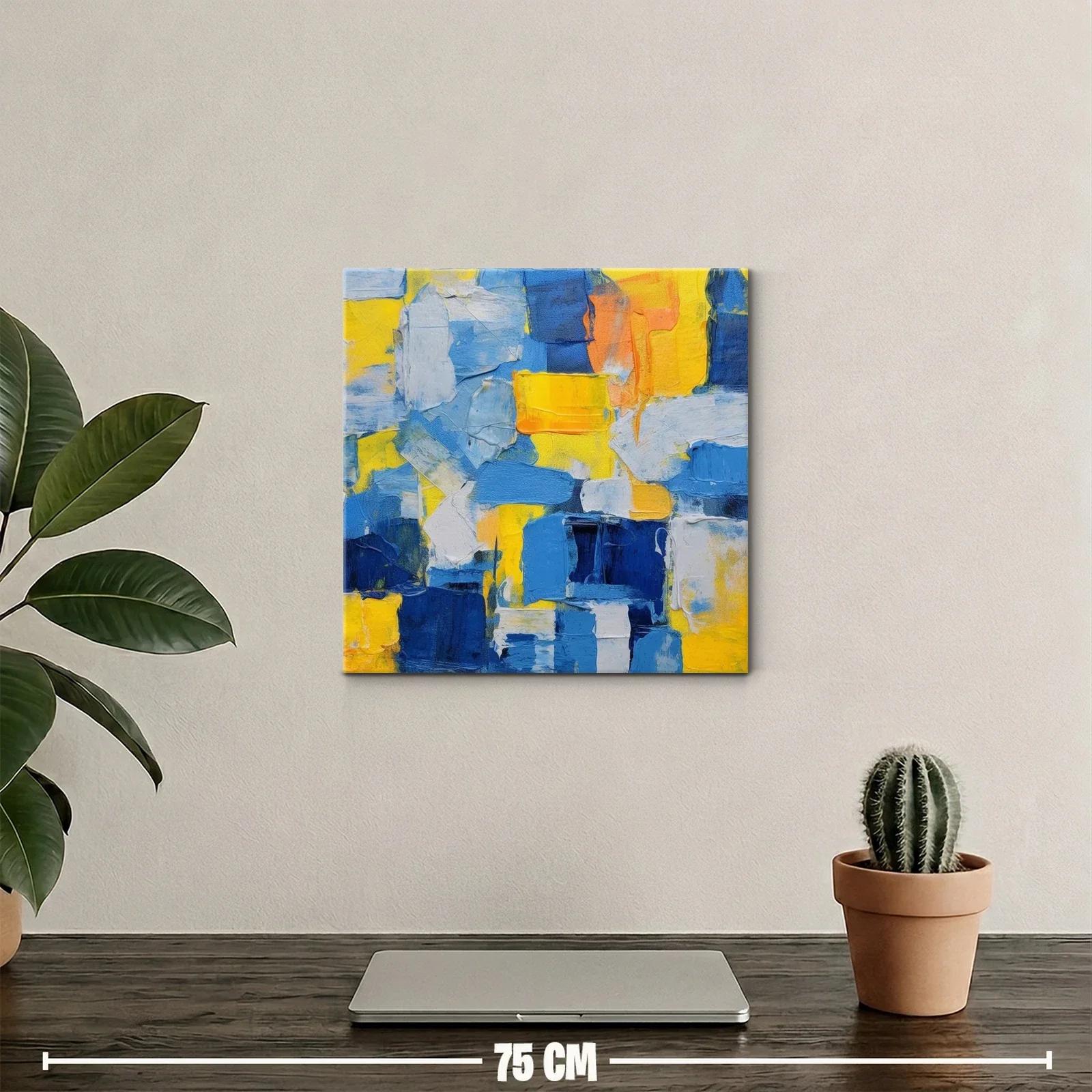 Cuadro abstracto con predominio de tonos azules y amarillos — miniatura 2