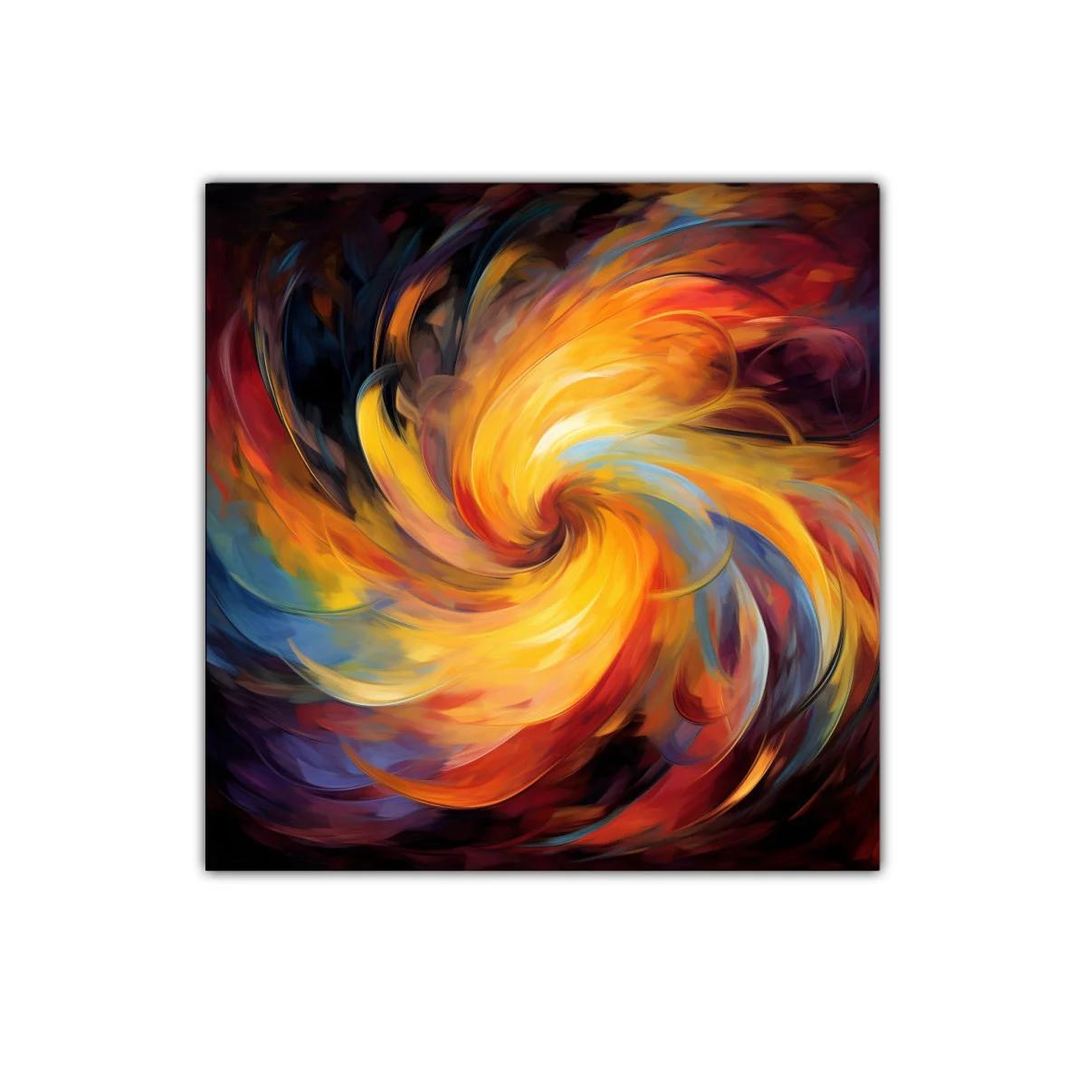 Cuadro abstracto con espiral vibrante en tonos cálidos — miniatura 1
