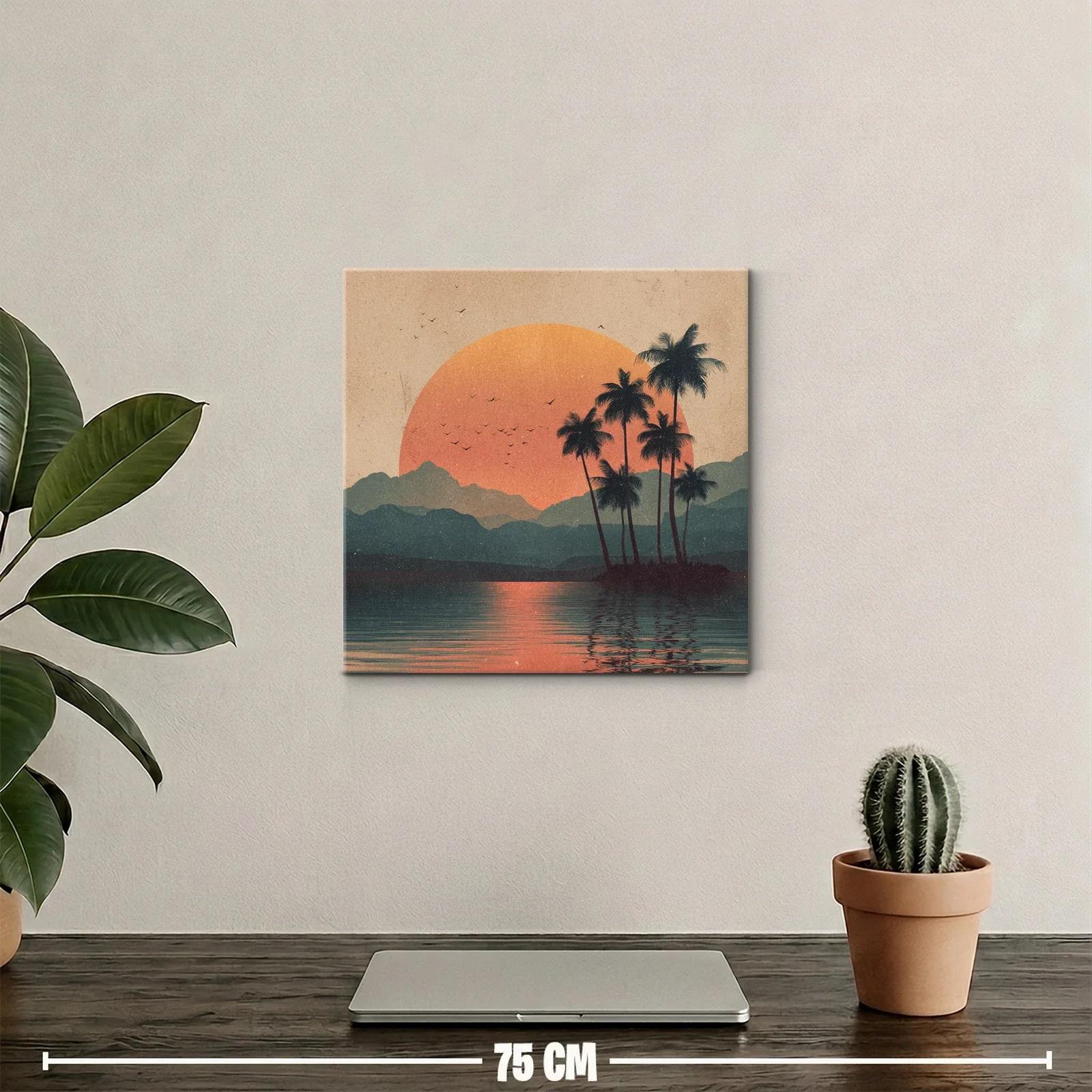 Atardecer tropical con palmeras y reflejo en el agua — miniatura 2