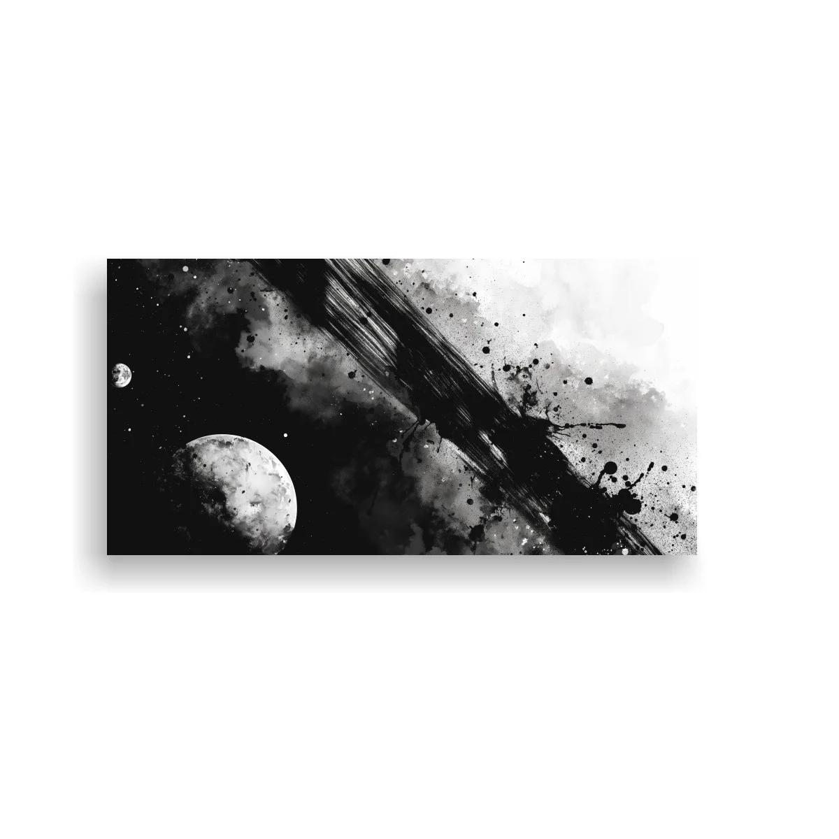 Cuadro espacio cósmico abstracto con planeta y diagonal oscura — imagen principal