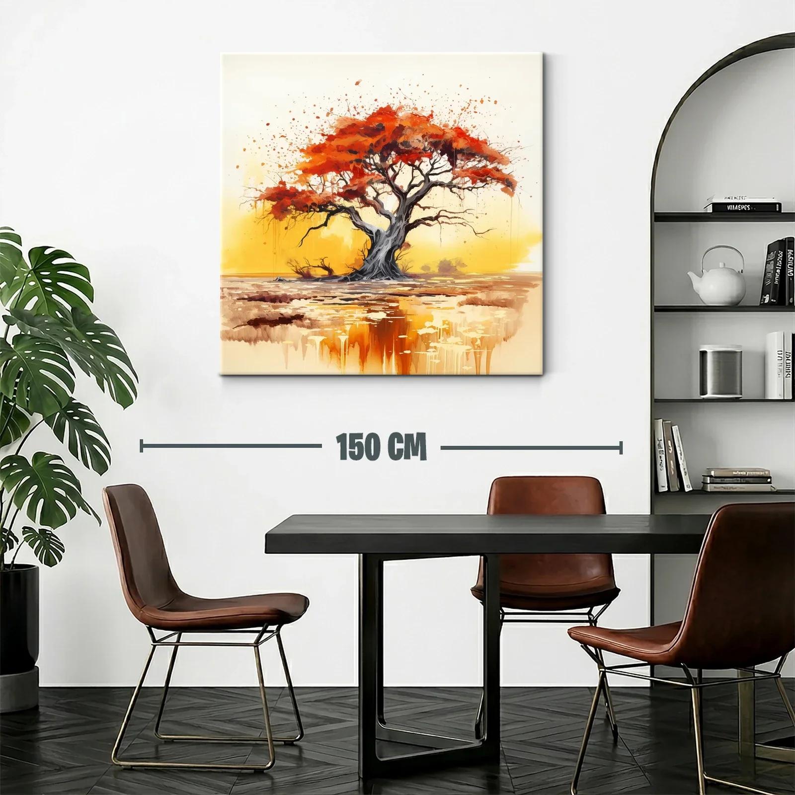 Árbol con follaje rojizo en paisaje cálido y sereno — miniatura 2