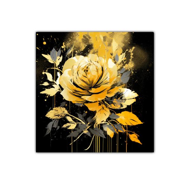 Rosa dorada sobre fondo negro con toque artístico moderno