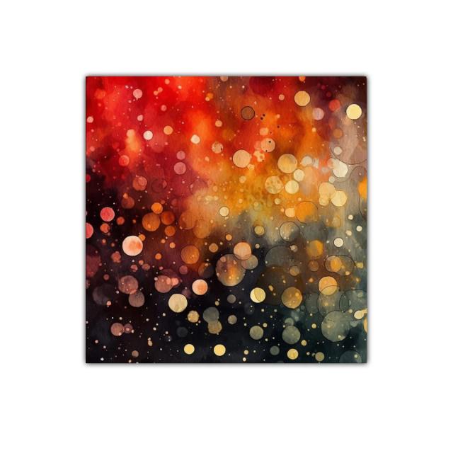 Cuadro decorativo con burbujas en tonos cálidos y oscuros