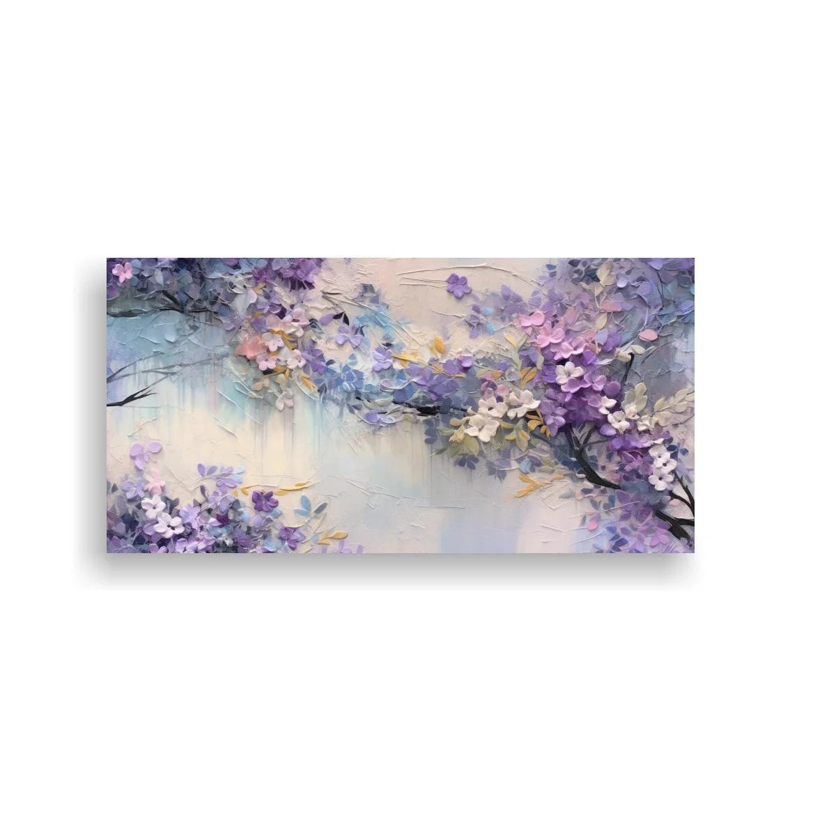 Cuadro guirnalda de flores lilas en arco floral