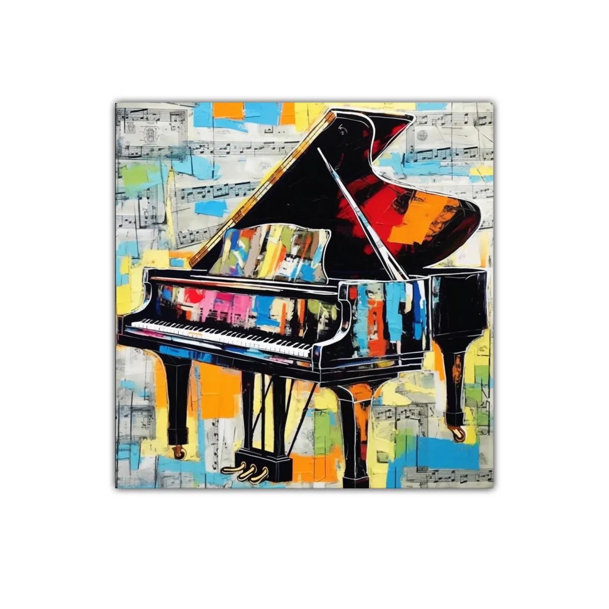 Cuadro moderno de piano con vibrantes colores abstractos