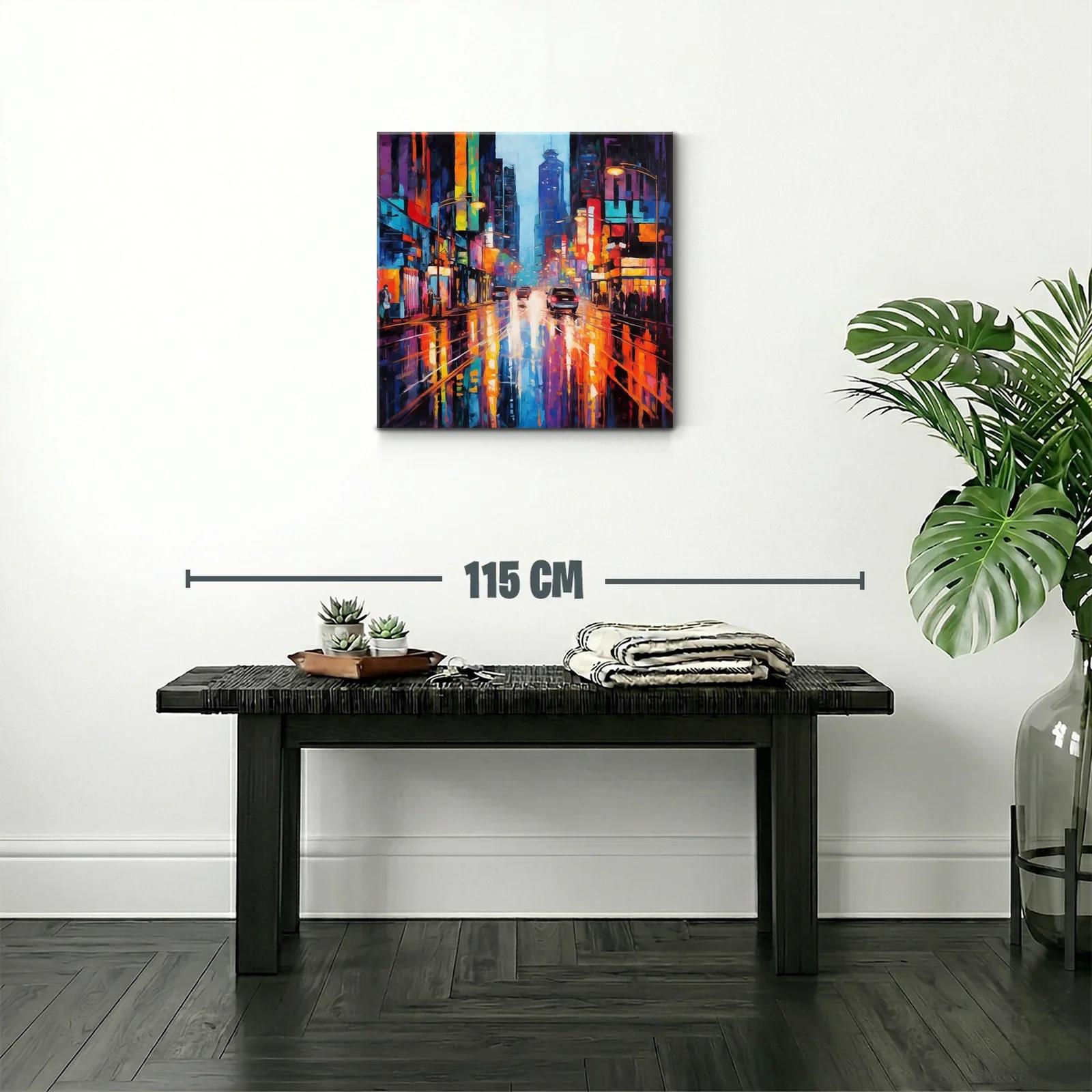 Ciudad vibrante con reflejos de luces de neón — miniatura 2