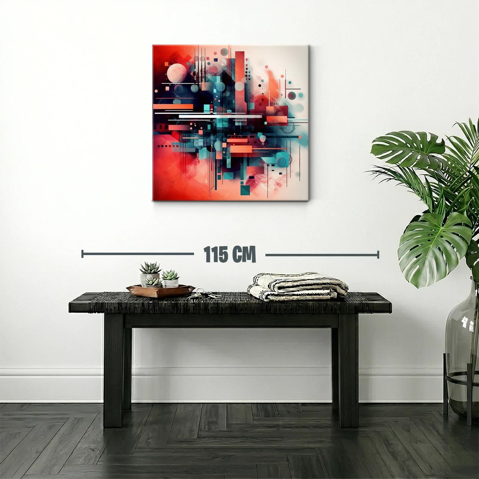 Composición abstracta dinámica en tonos cálidos y fríos — miniatura 2