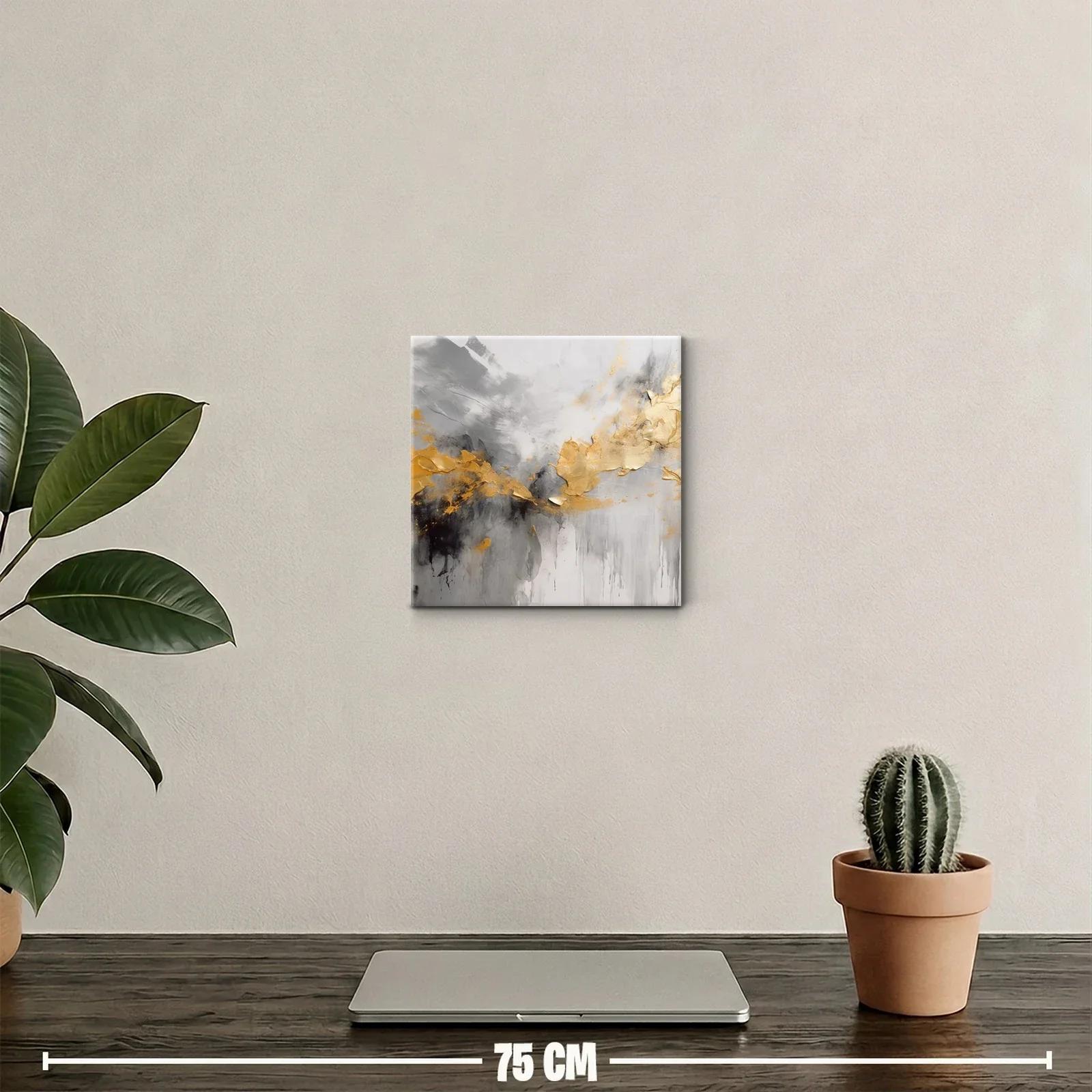 Cuadro abstracto con tonos dorados y grises elegantes — miniatura 2