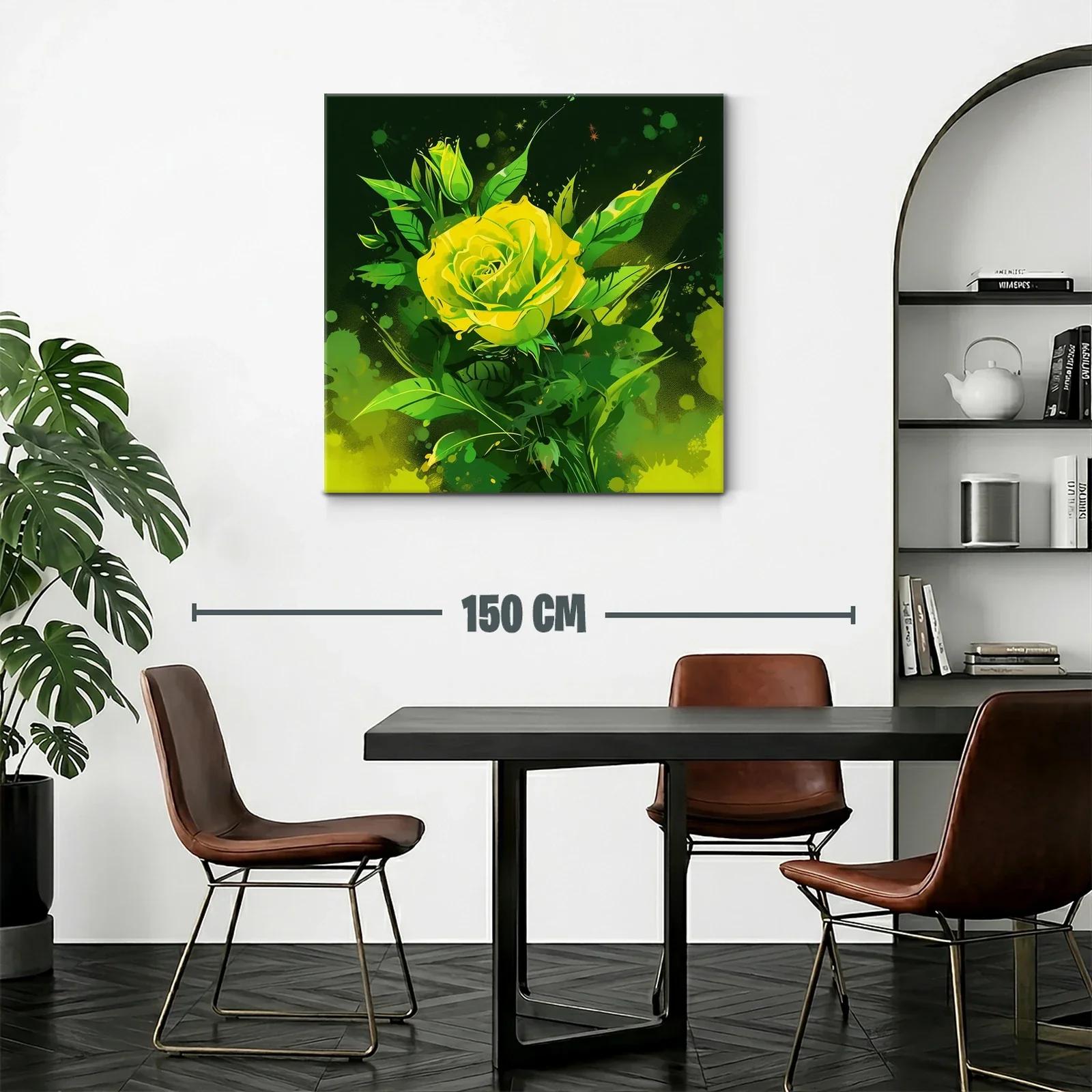 Rosa amarilla vibrante sobre fondo verde intenso — miniatura 2