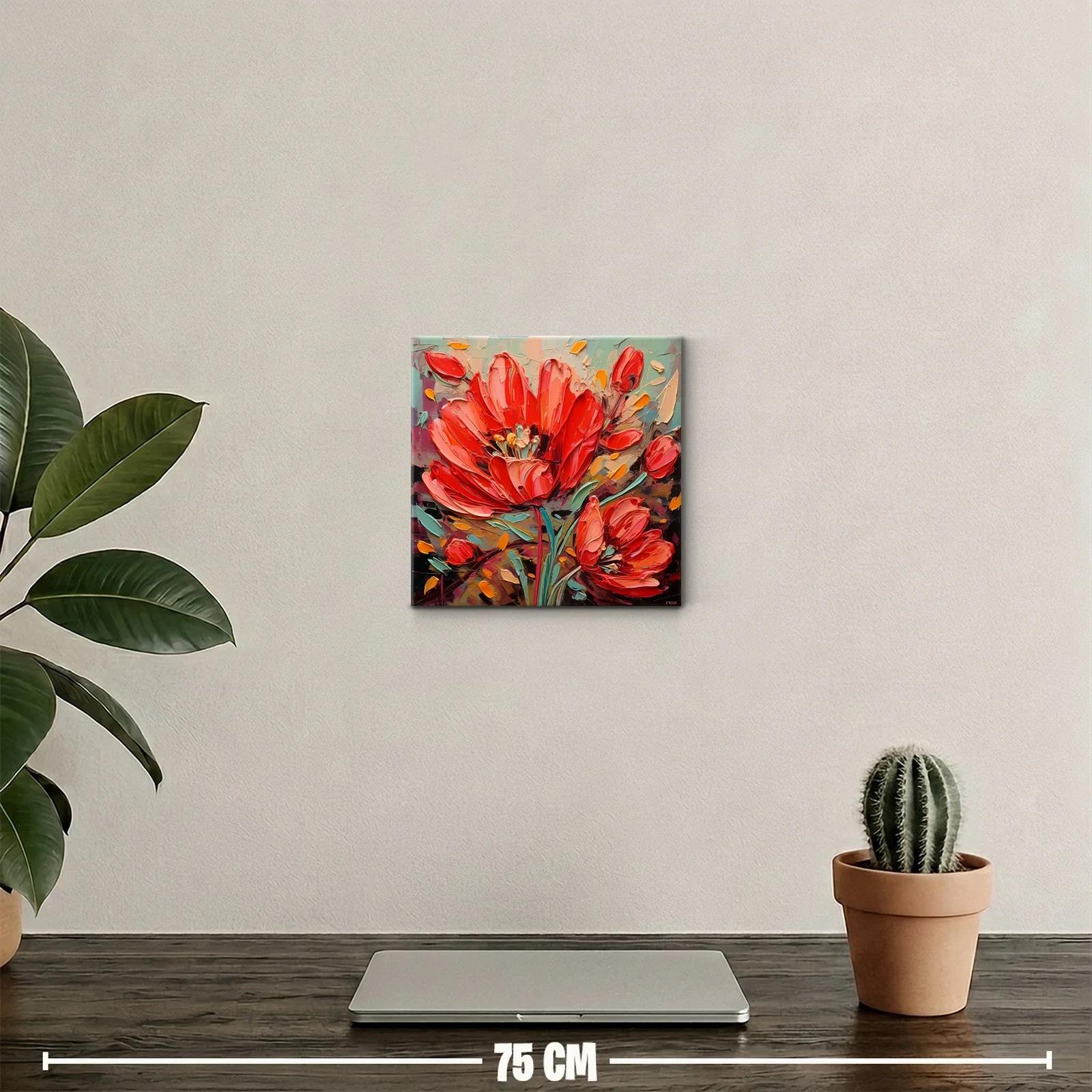 Cuadro moderno con llamativas flores rojas vibrantes — miniatura 2