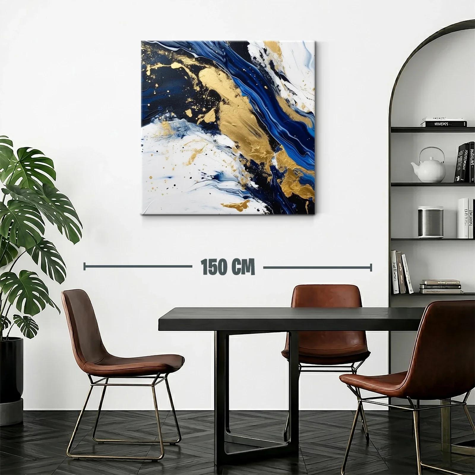 Composición abstracta en azul marino blanco y dorado — miniatura 2