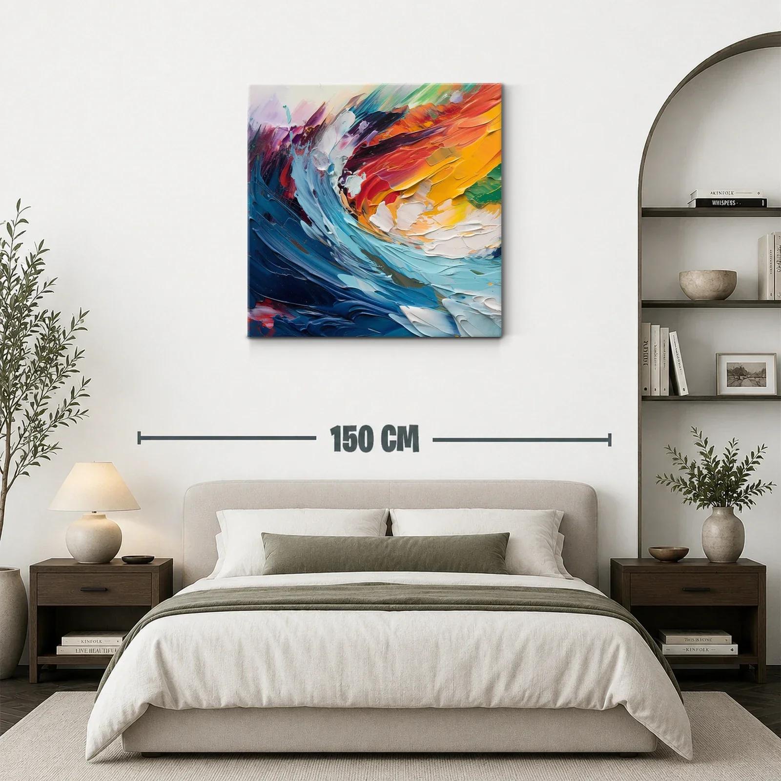 Cuadro abstracto en vibrantes tonos cálidos y fríos — miniatura 3