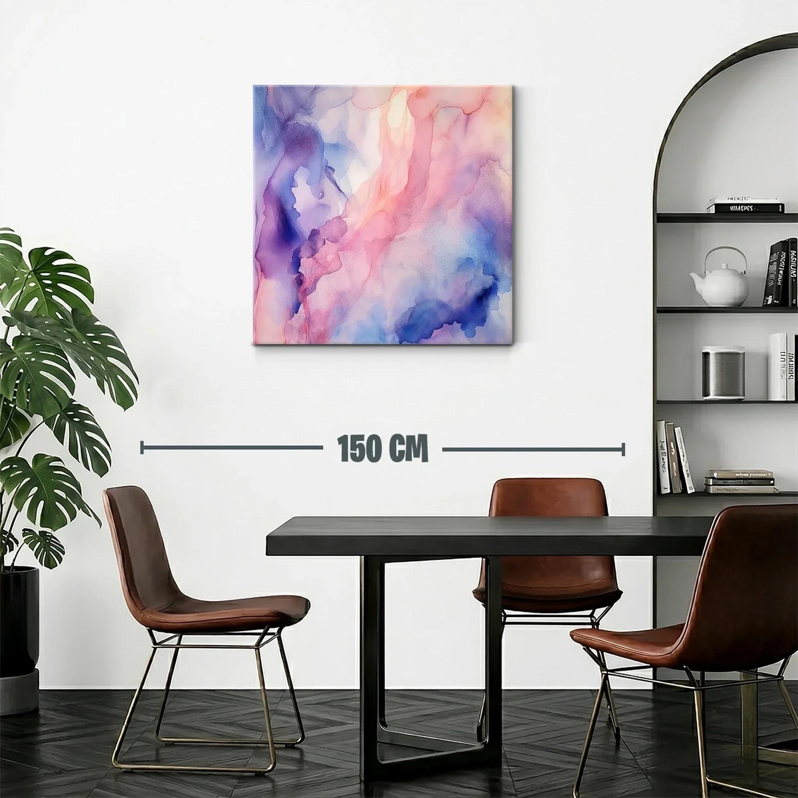 Cuadro abstracto con suaves tonalidades pastel y azules — miniatura 2