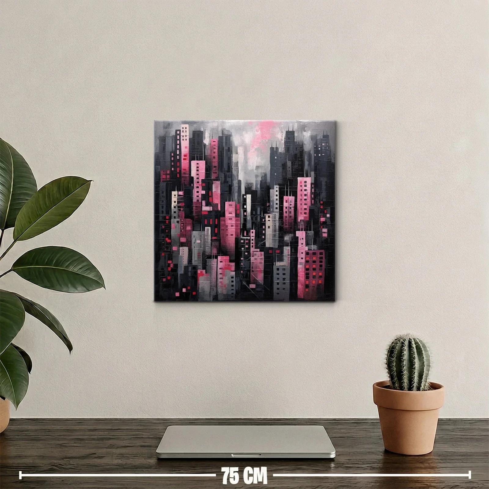 Ciudad nocturna en tonos rosas y grises modernos — miniatura 2