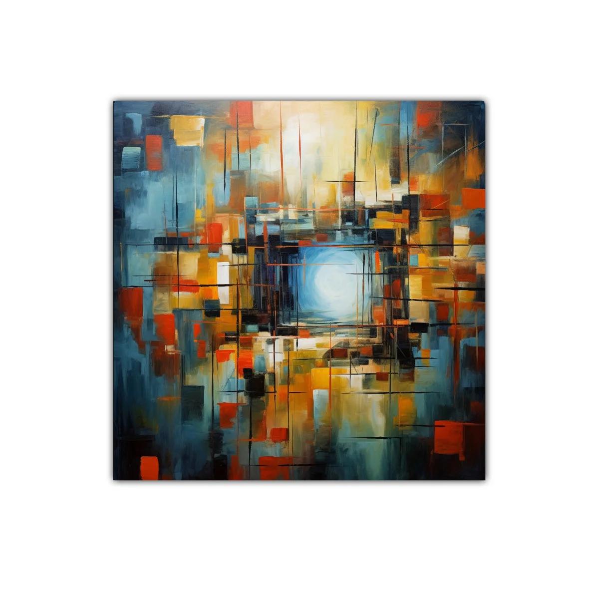 Composición abstracta con colores cálidos y fríos contrastantes — miniatura 1