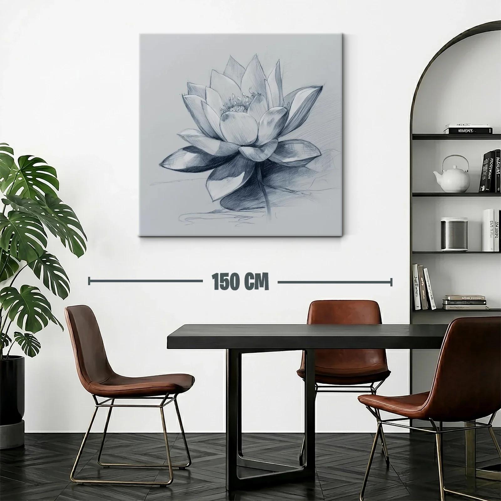 Flor de loto en delicado dibujo monocromo elegante — miniatura 2
