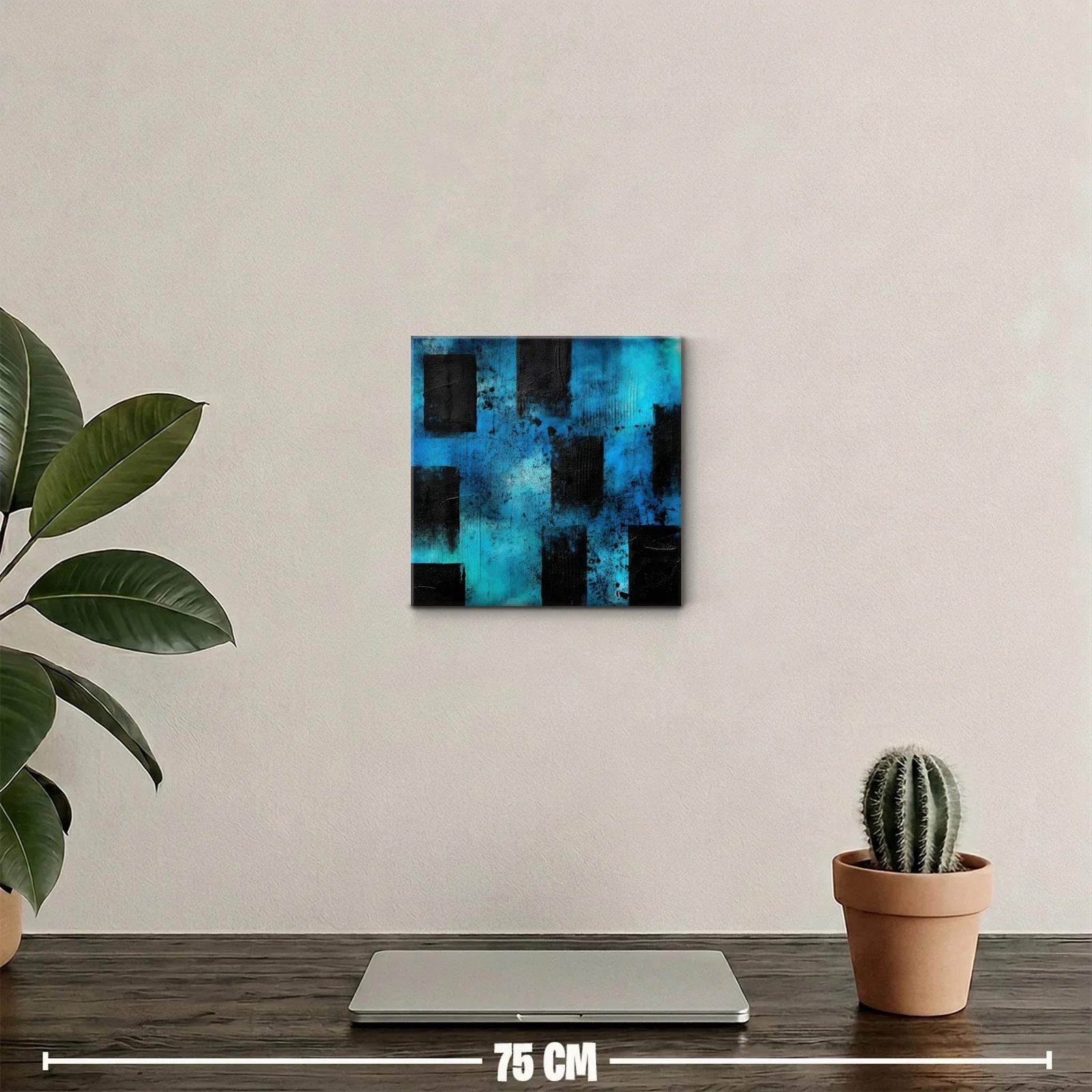 Cuadro abstracto en tonos azules y negros — miniatura 2