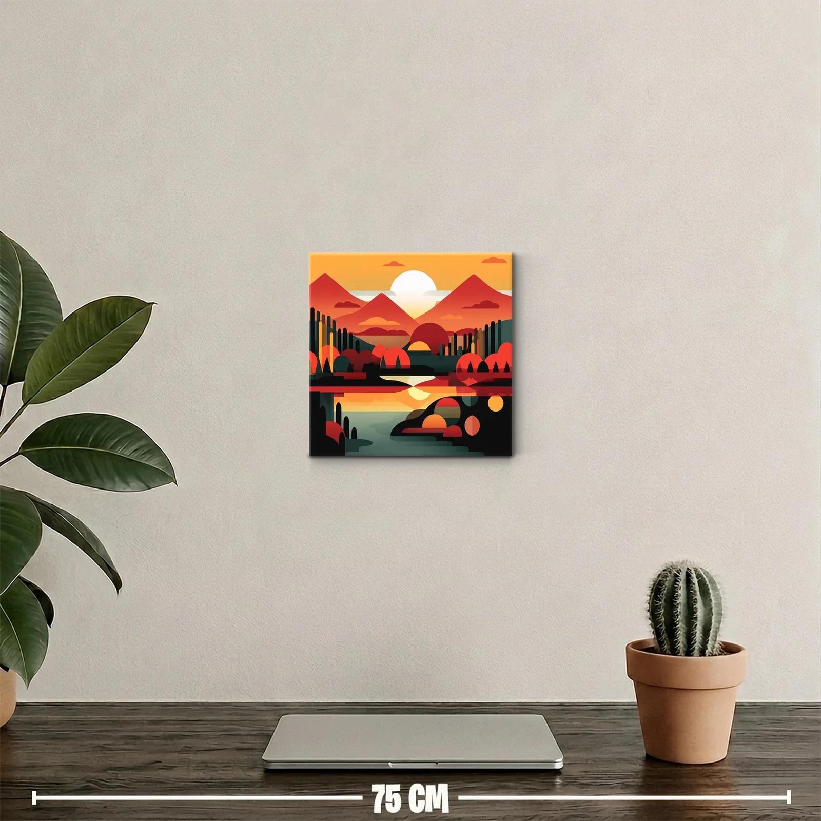 Paisaje geométrico en tonos cálidos al atardecer — miniatura 2