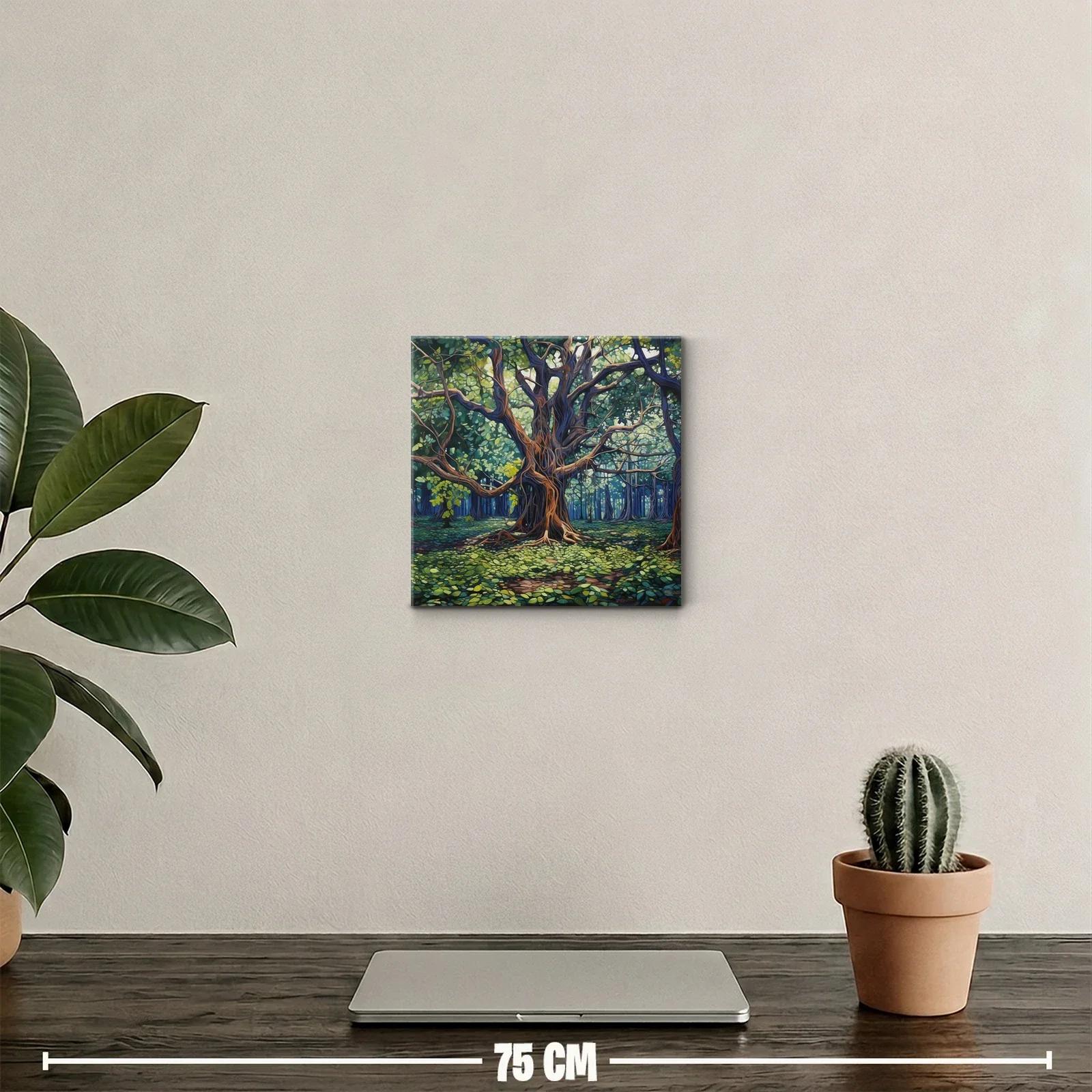 Bosque encantado con árbol de ramas entrelazadas y luz filtra — miniatura 2