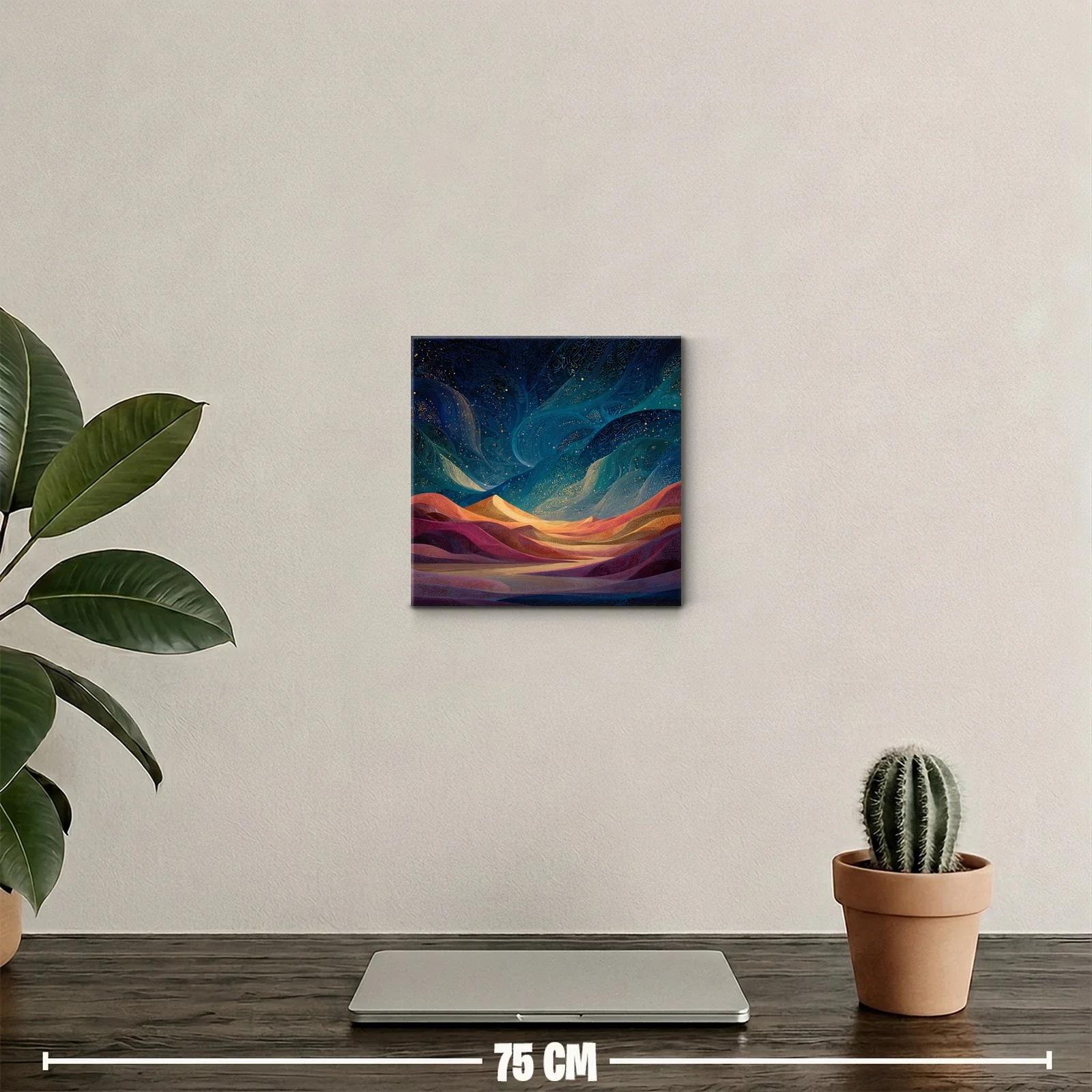 Paisaje onírico con montañas y cielo estrellado vibrante — miniatura 2
