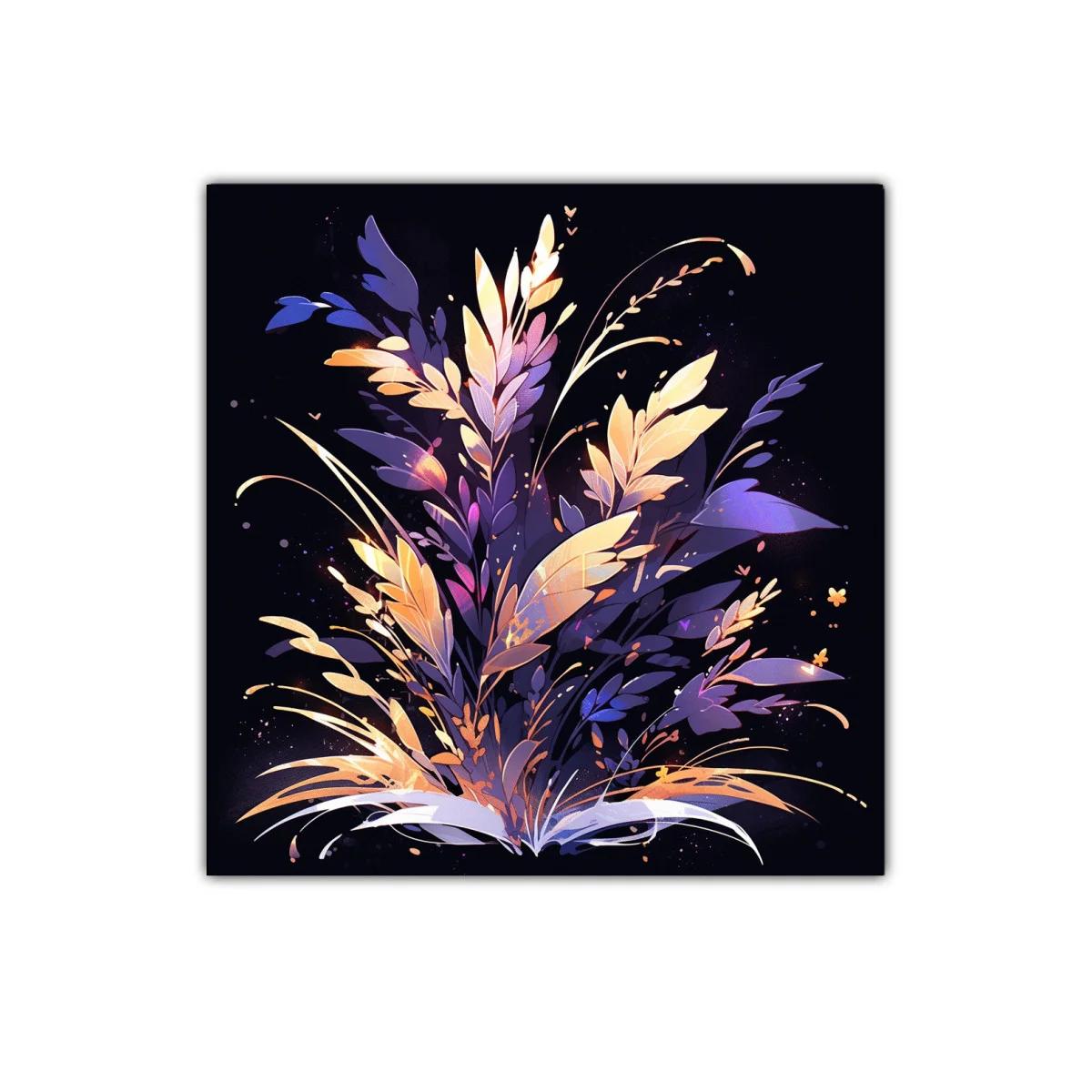 Composición floral brillante con tonos morados y dorados — imagen principal