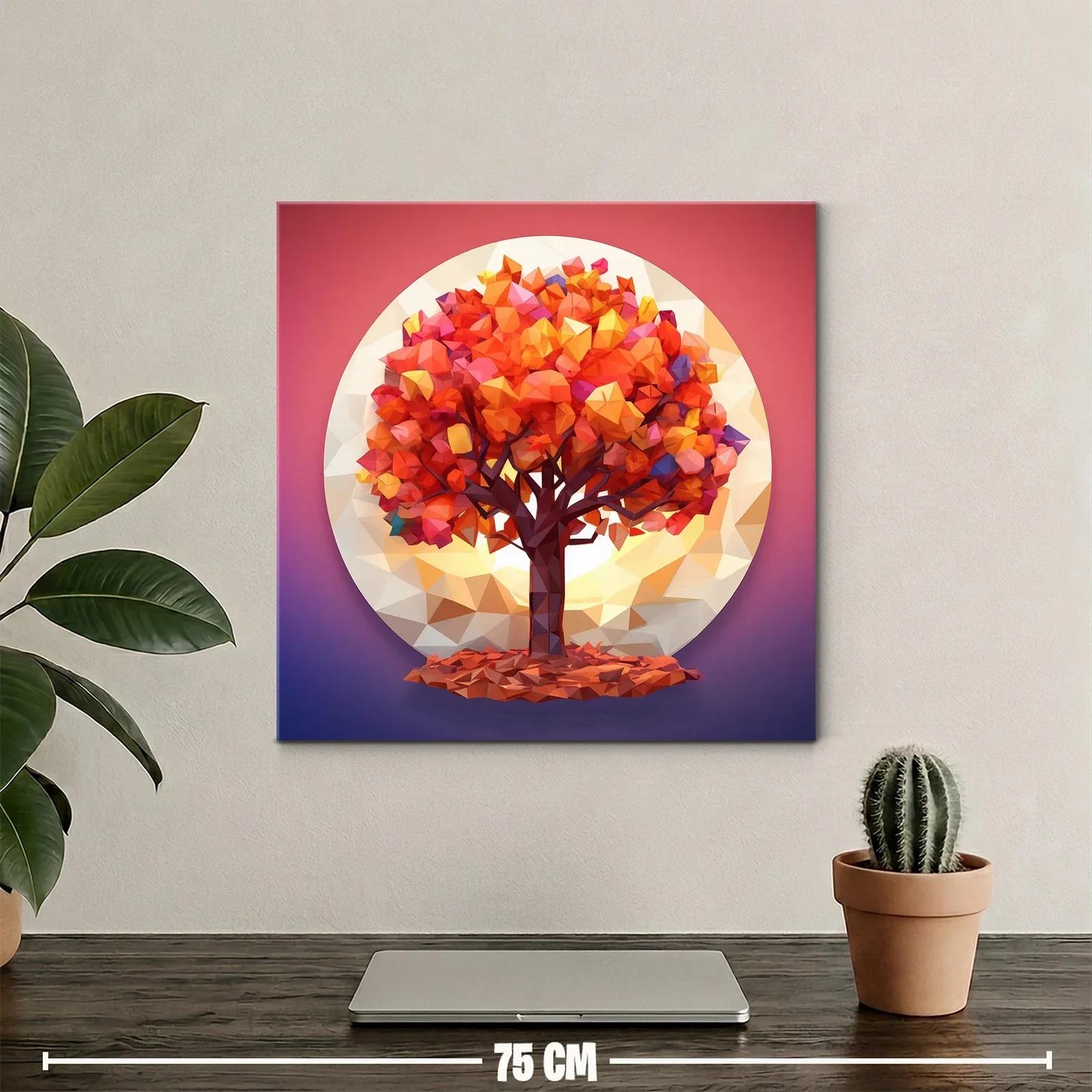 Árbol otoñal vibrante en entorno geométrico circular — miniatura 2