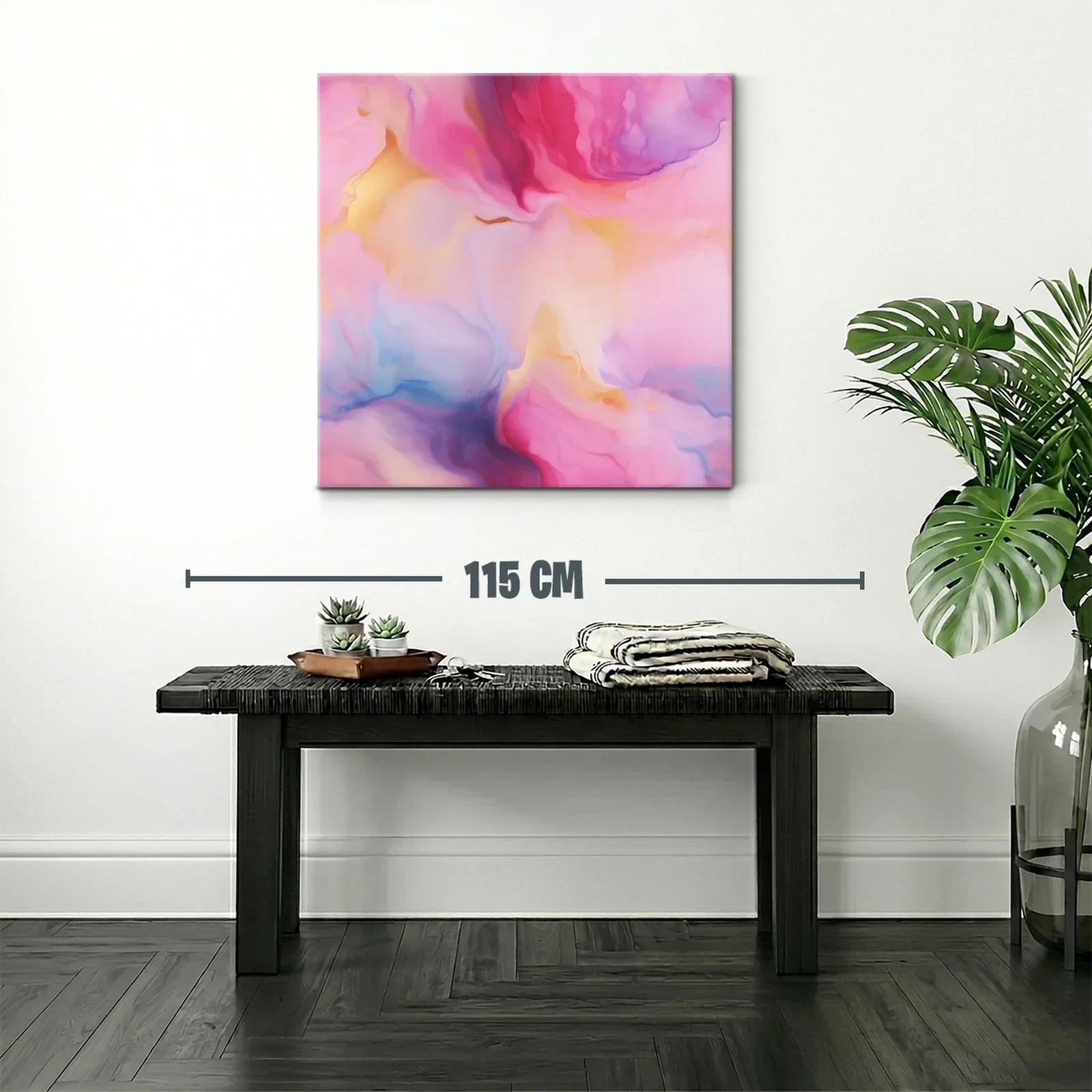Cuadro abstracto con tonos rosas y dorados delicados — miniatura 2