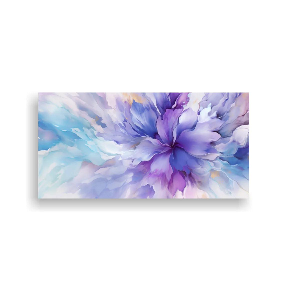 Cuadro flor violeta abstracta con veladuras suaves
