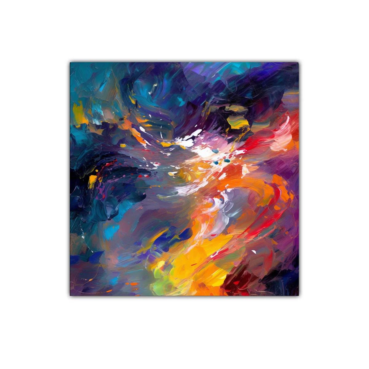 Cuadro abstracto con explosión vibrante de colores intensos