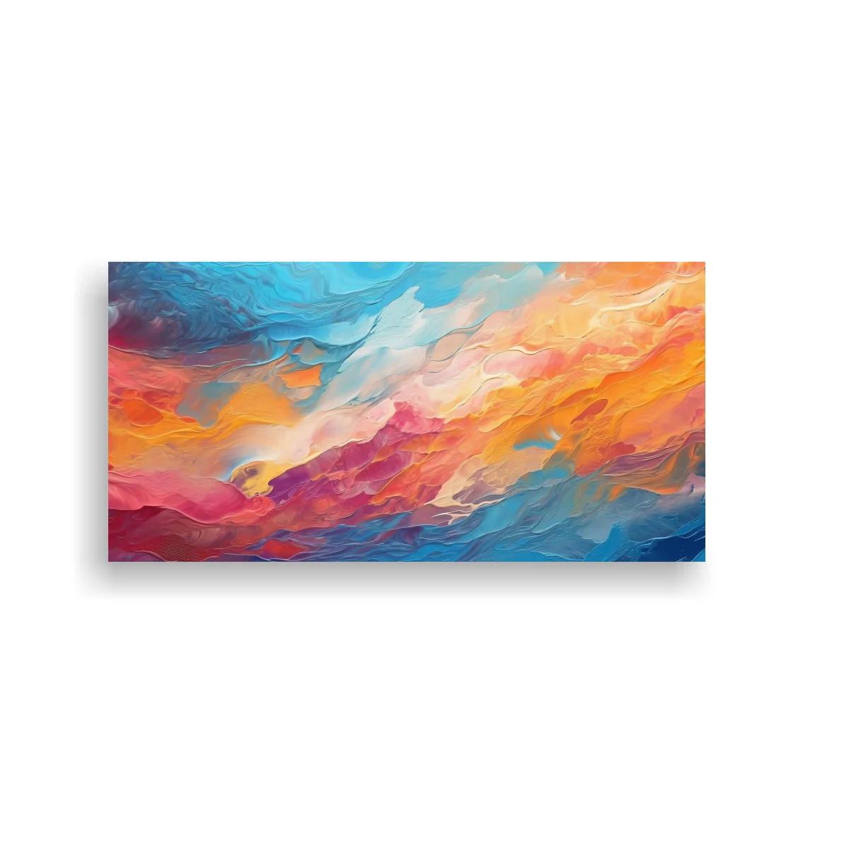 Cuadro cielo abstracto al atardecer con pinceladas onduladas
