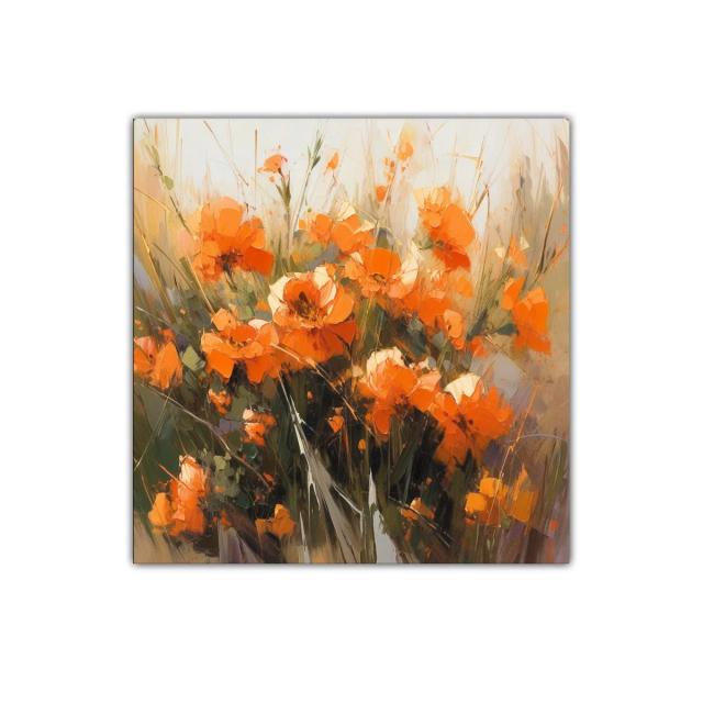 Cuadro con vibrantes flores naranjas para decoración natural