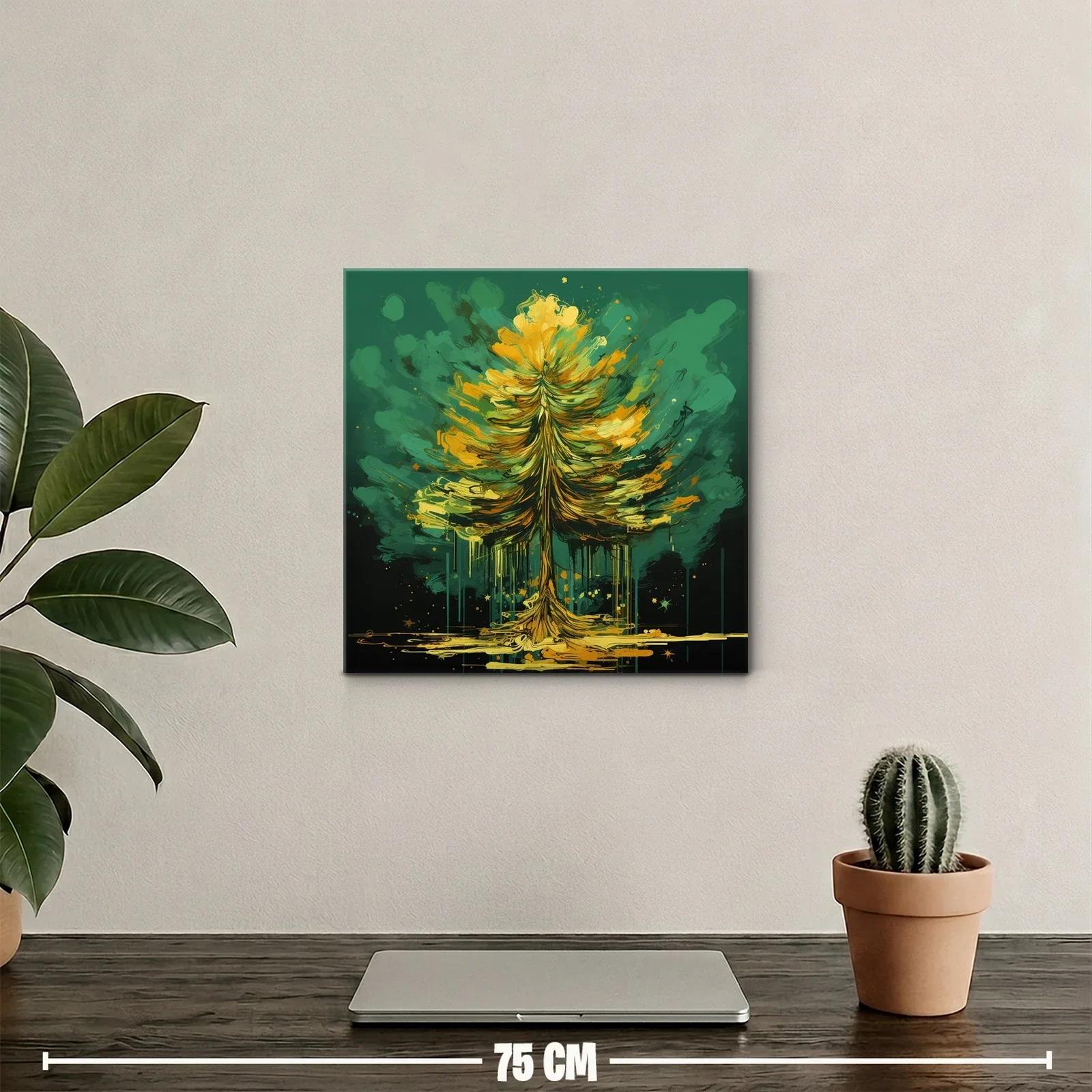 Árbol vibrante en tonos verdes y dorados — miniatura 2