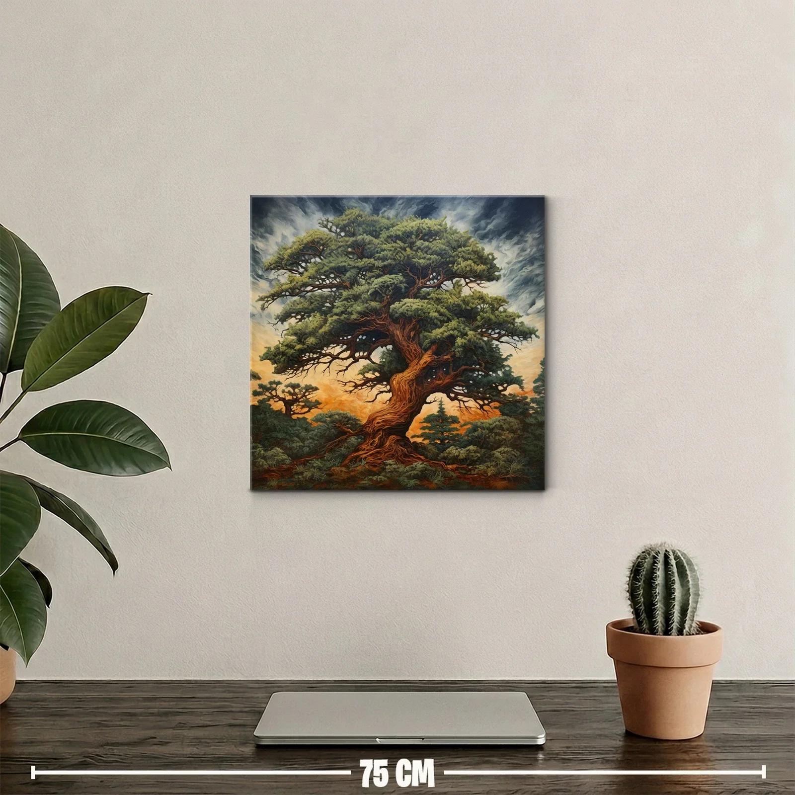 Imponente árbol antiguo en paisaje al atardecer — miniatura 2