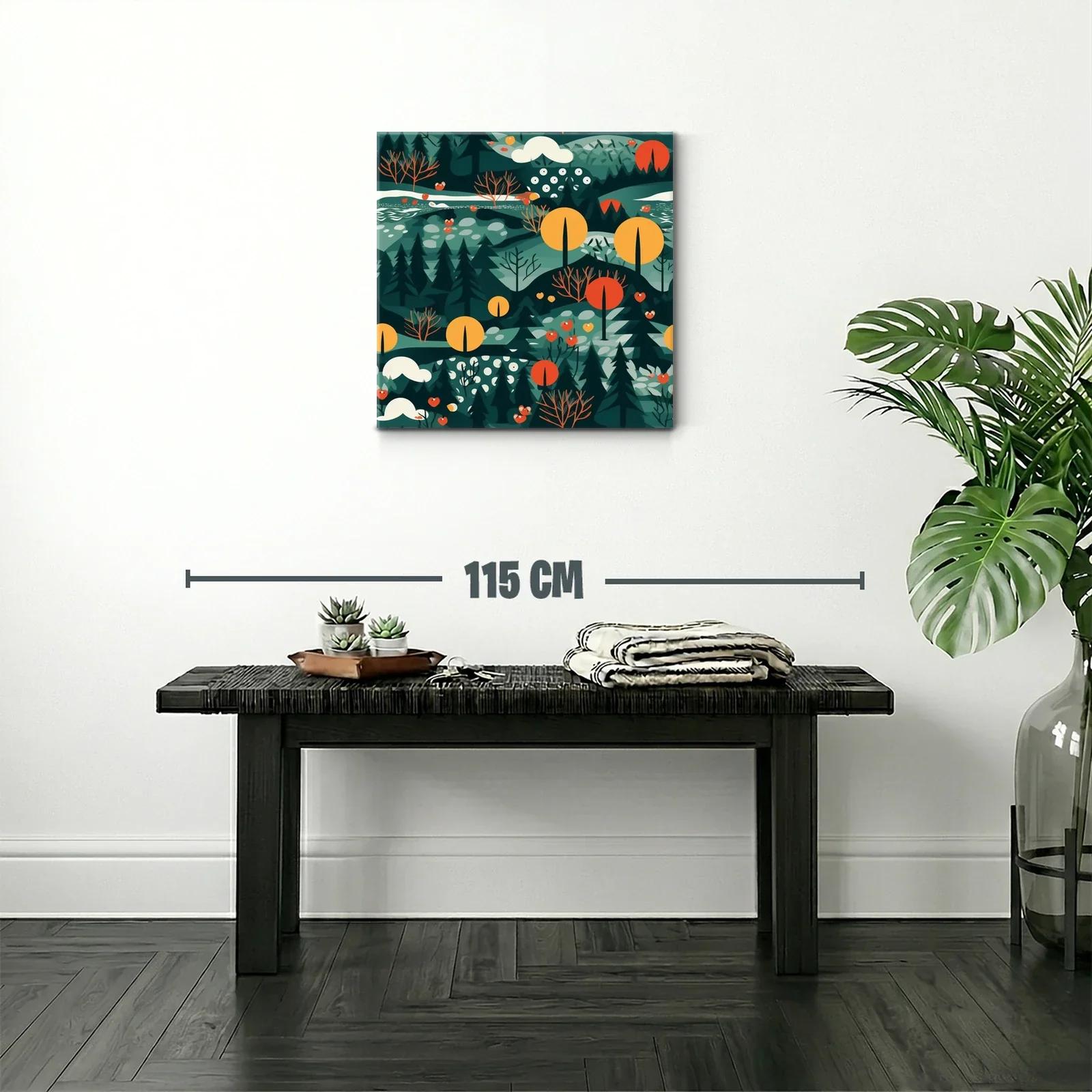 Paisaje abstracto con árboles en tonos cálidos y verdes — miniatura 2