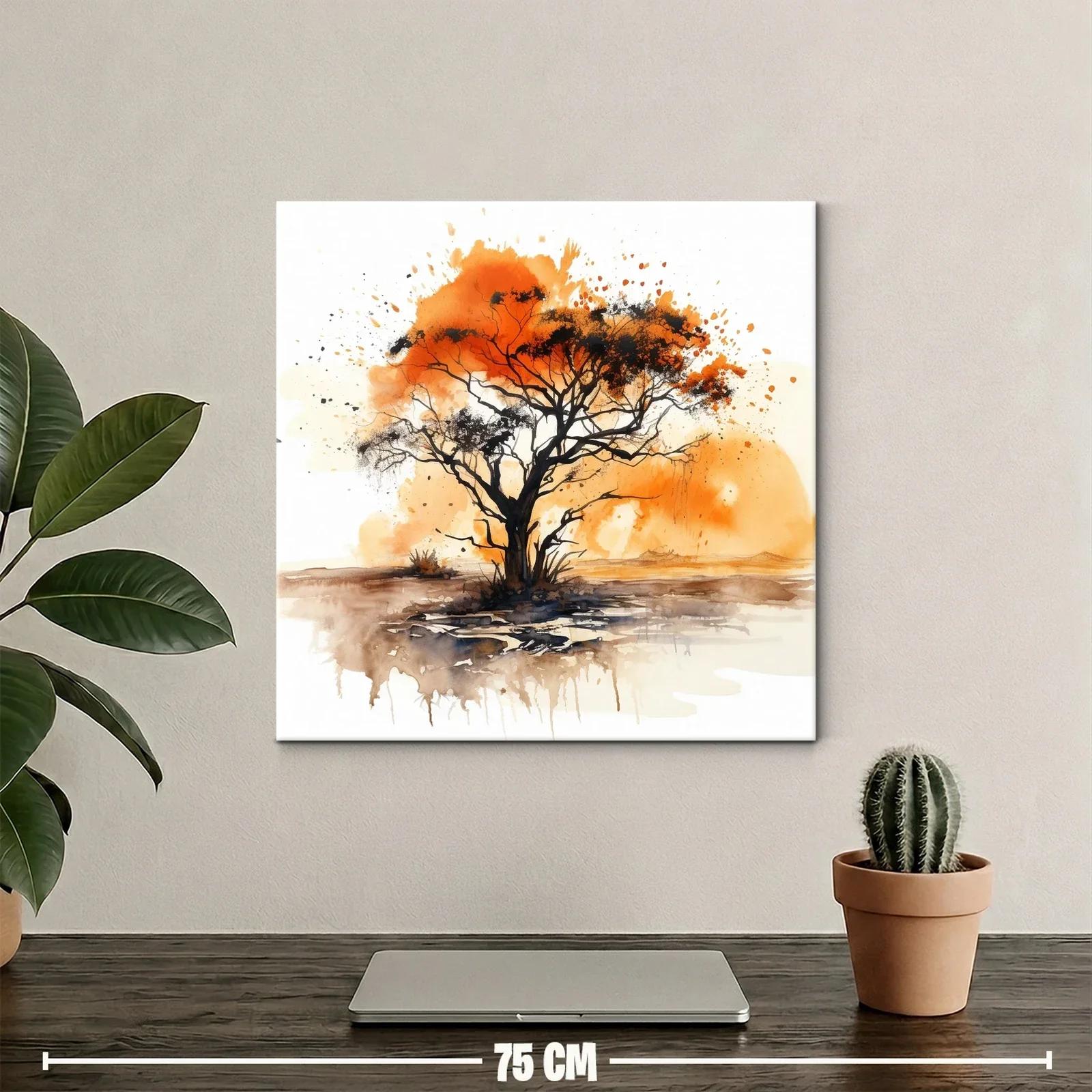 Árbol solitario con tonos cálidos y contrastes vivos — miniatura 2